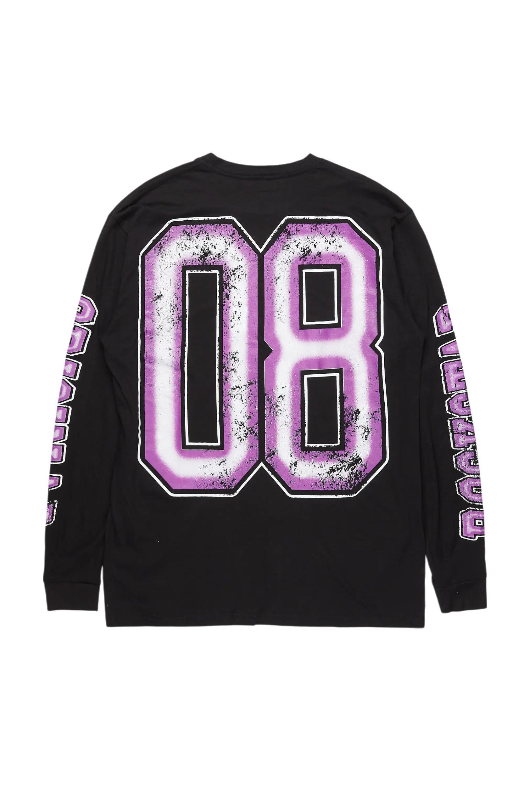 Fields Black/Purple Double Layer Long Sleeve Graphic T-Shirt Male Product Image