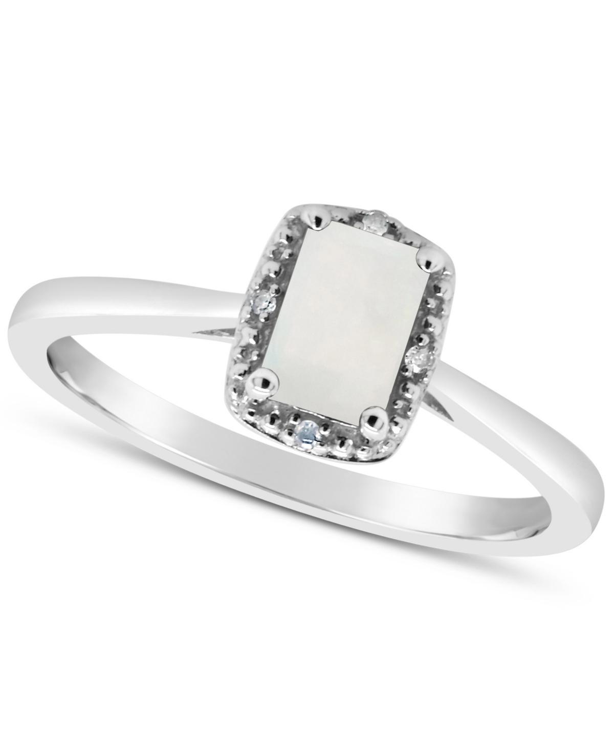 Celebration Gems Sterling Silver Aquamarine & Diamond Accent Rectangle Halo Ring, Womens Product Image