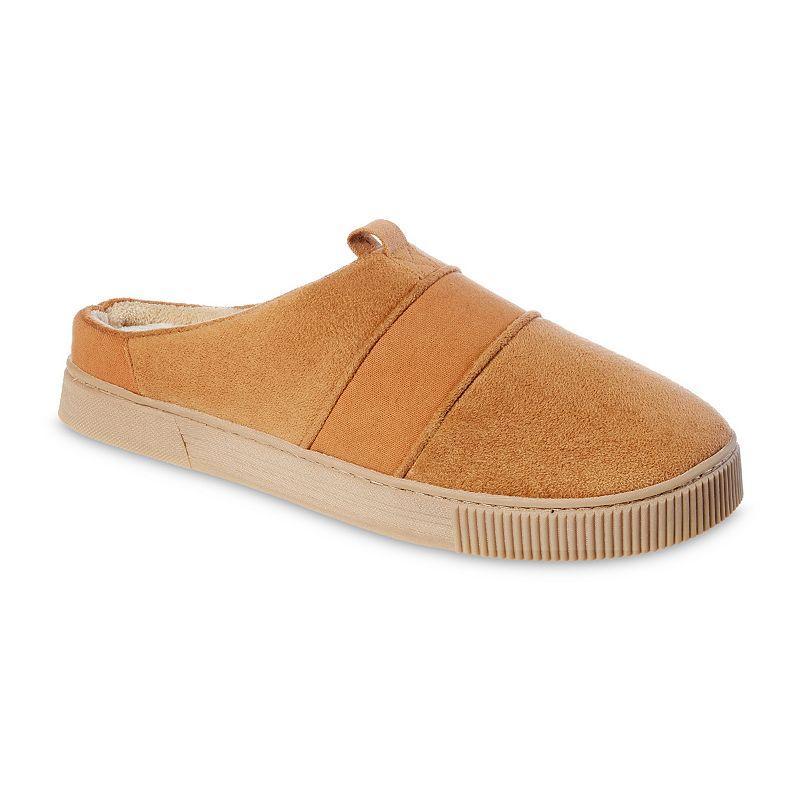 Isotoner Men's Emmett Microsuede & Canvas Hoodback Slippers - Cognac XL Product Image