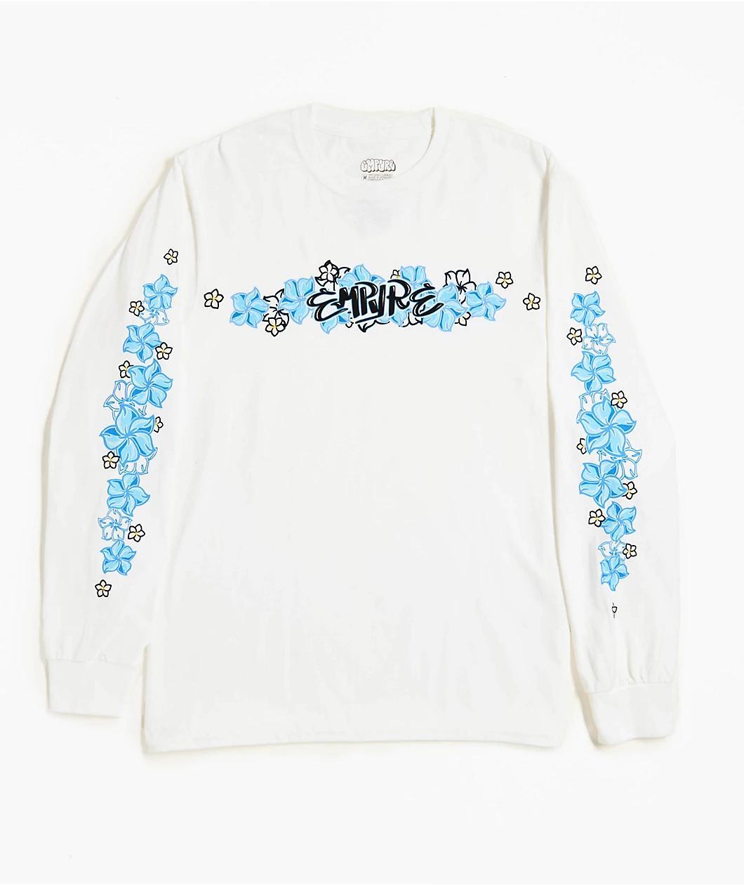 Empyre Flowers N Surf White Long Sleeve T-Shirt Product Image