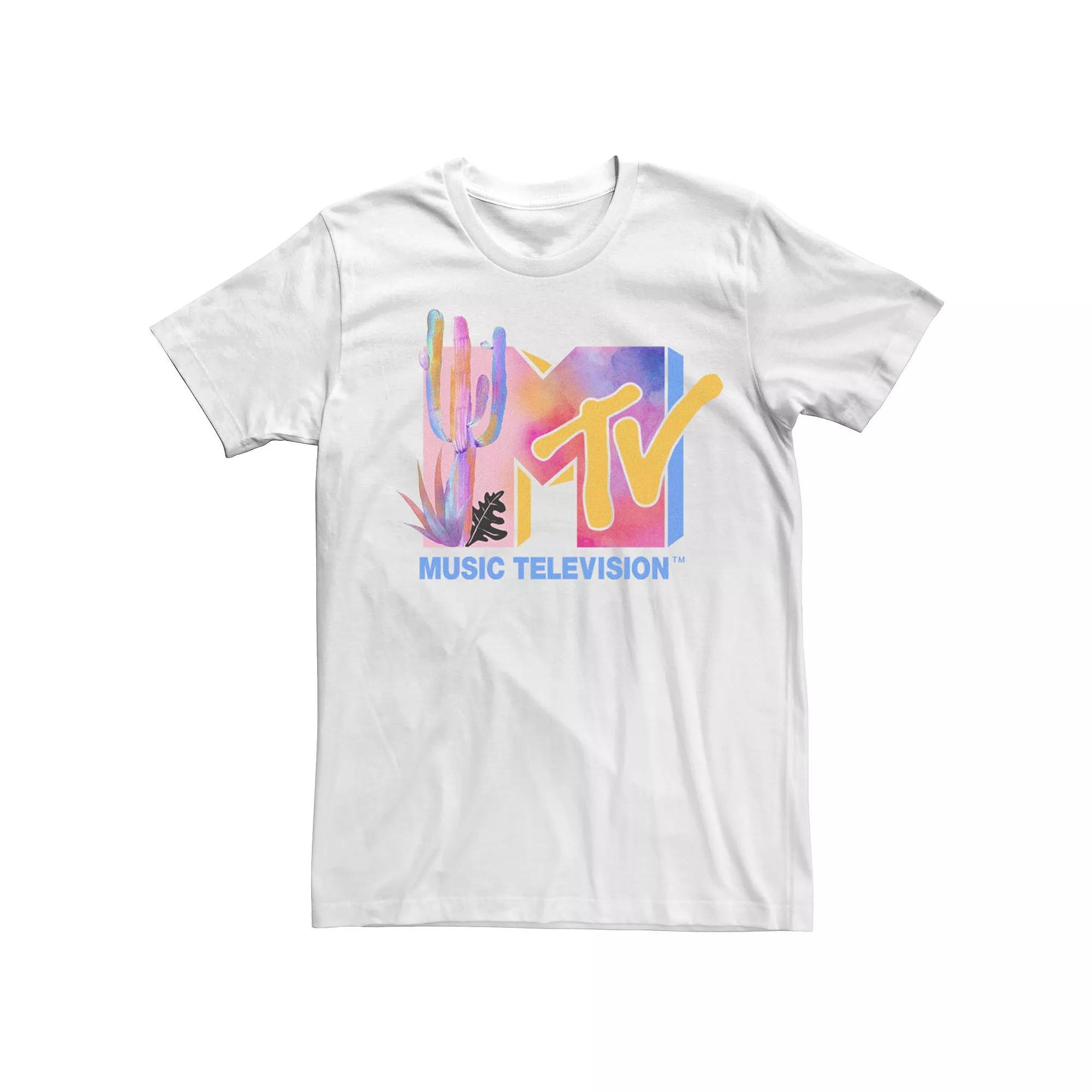 Mens MTV Neon Water Color Cactus Short Sleeve Tee Product Image