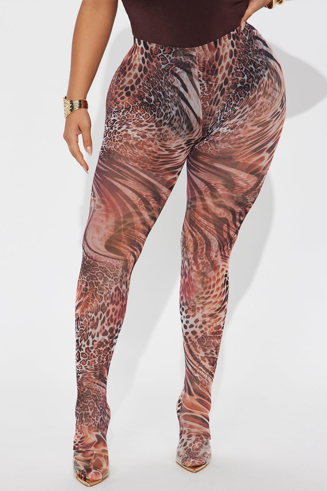Fierce Attitude Leopard Mesh Footed Legging - Leopard Product Image