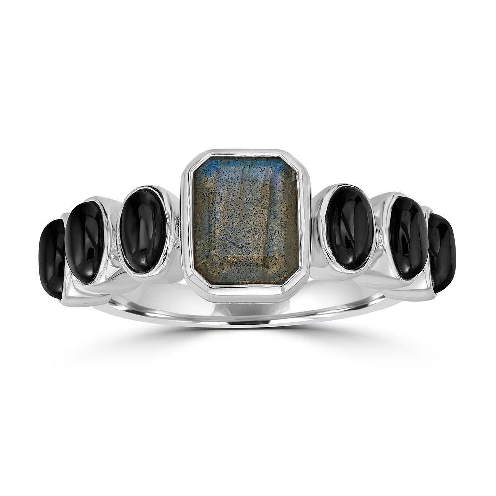 Gemistry Sterling Silver Genuine Labradorite Emerald Cut Ring, Women's, Size: 8, Blulabradoritee Product Image