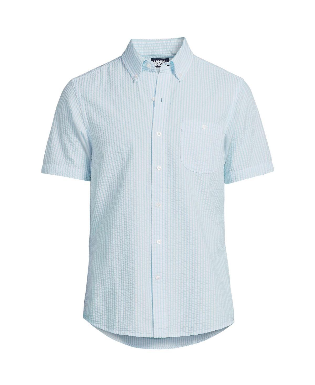 Men's Lands' End Button-Down Seersucker Shirt, Size: Small, White Product Image