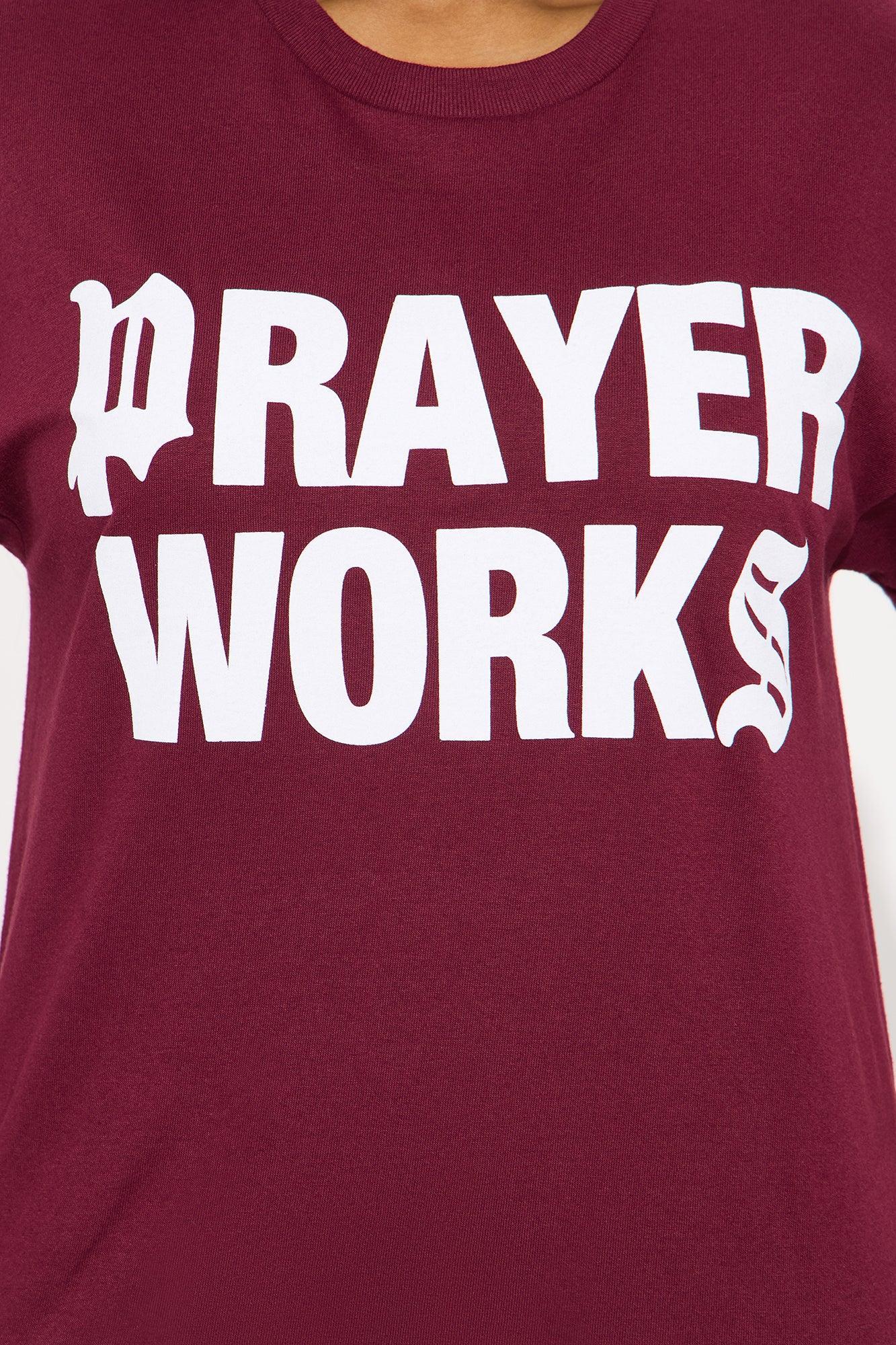 Prayer Works Oversized Tee - Burgundy Female Product Image