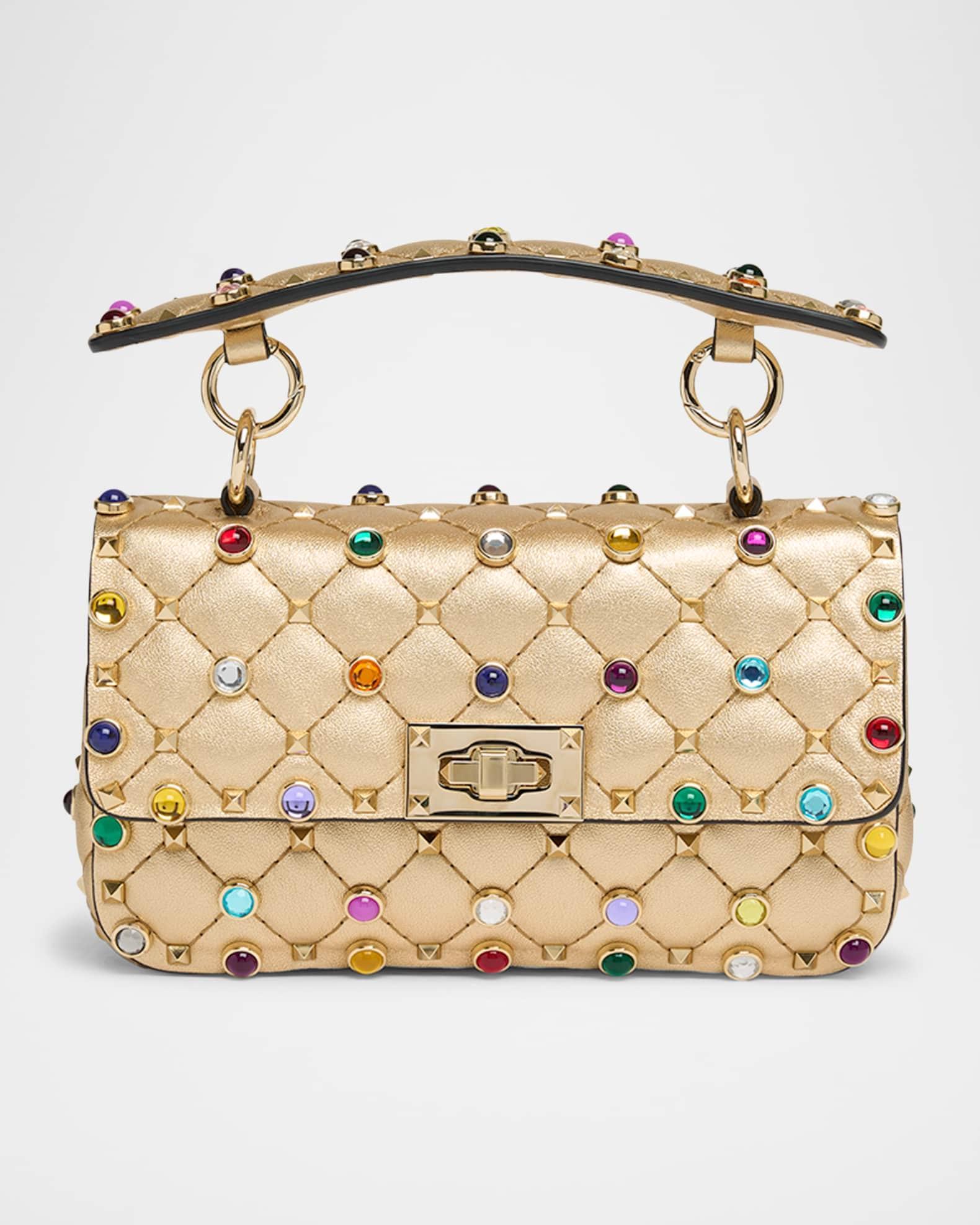 Quilted Laminated Leather Rockstud Shoulder Bag Product Image