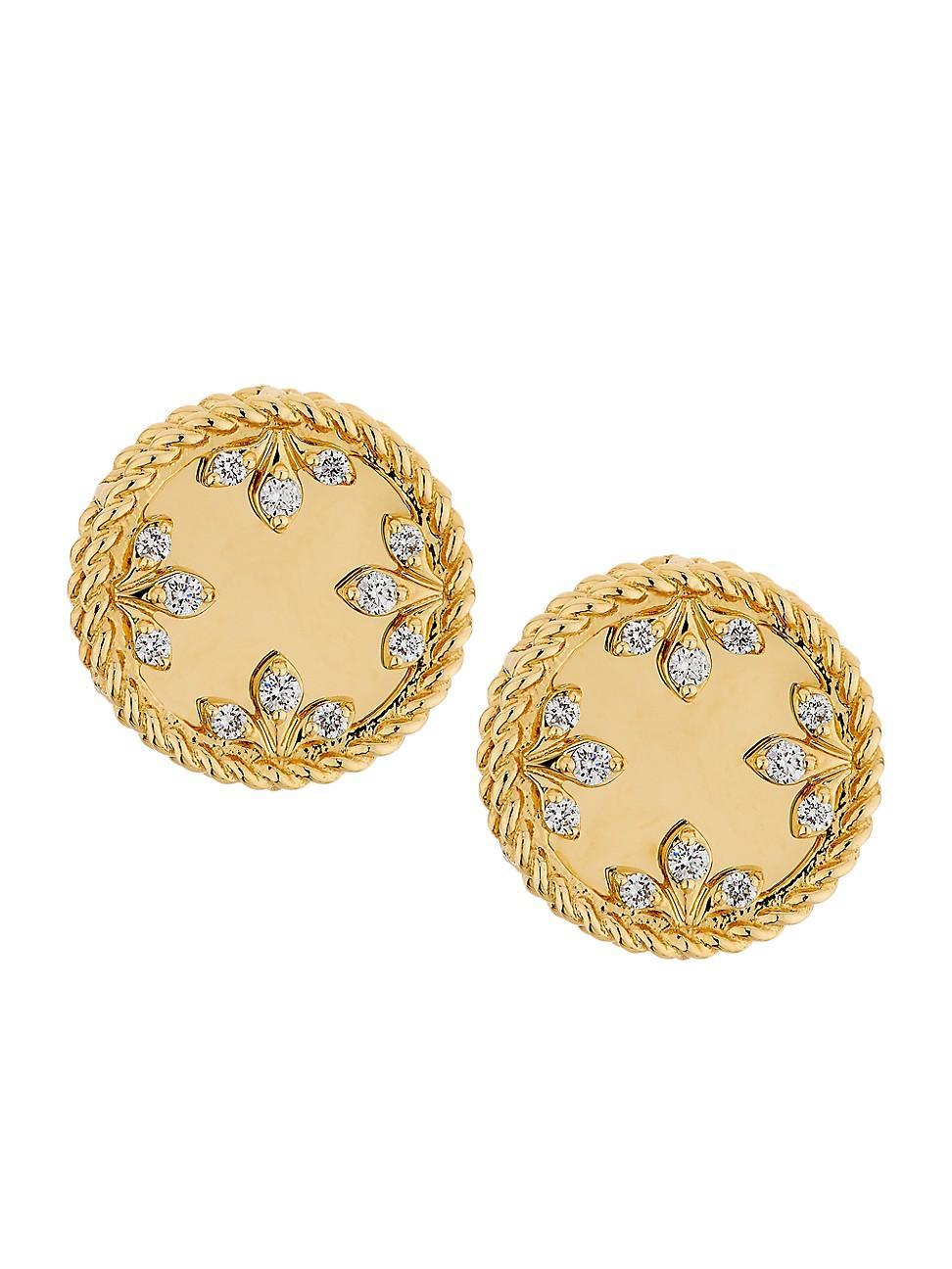 Womens Venetian Medallion 18K Yellow Gold & 0.11 TCW Diamond Earrings Product Image