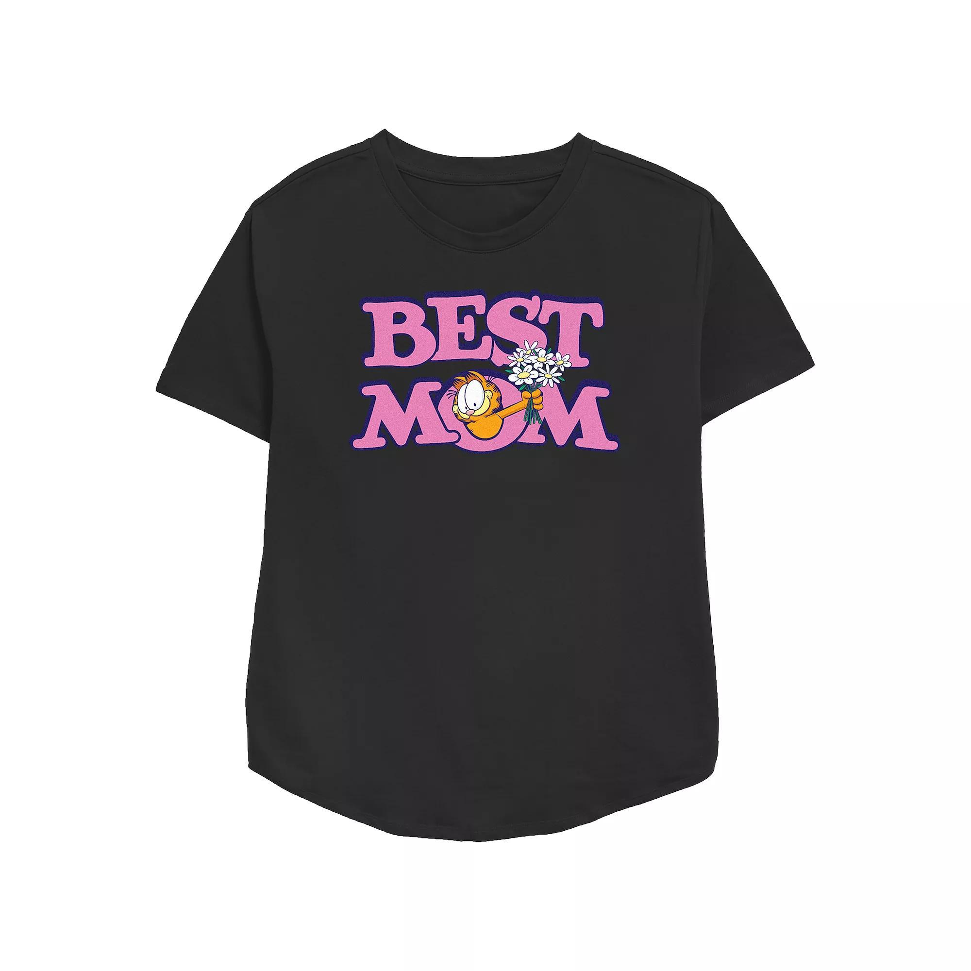 Women's Garfield Best Mom Relaxed Fit Graphic Tee, Size: Small, Black Product Image