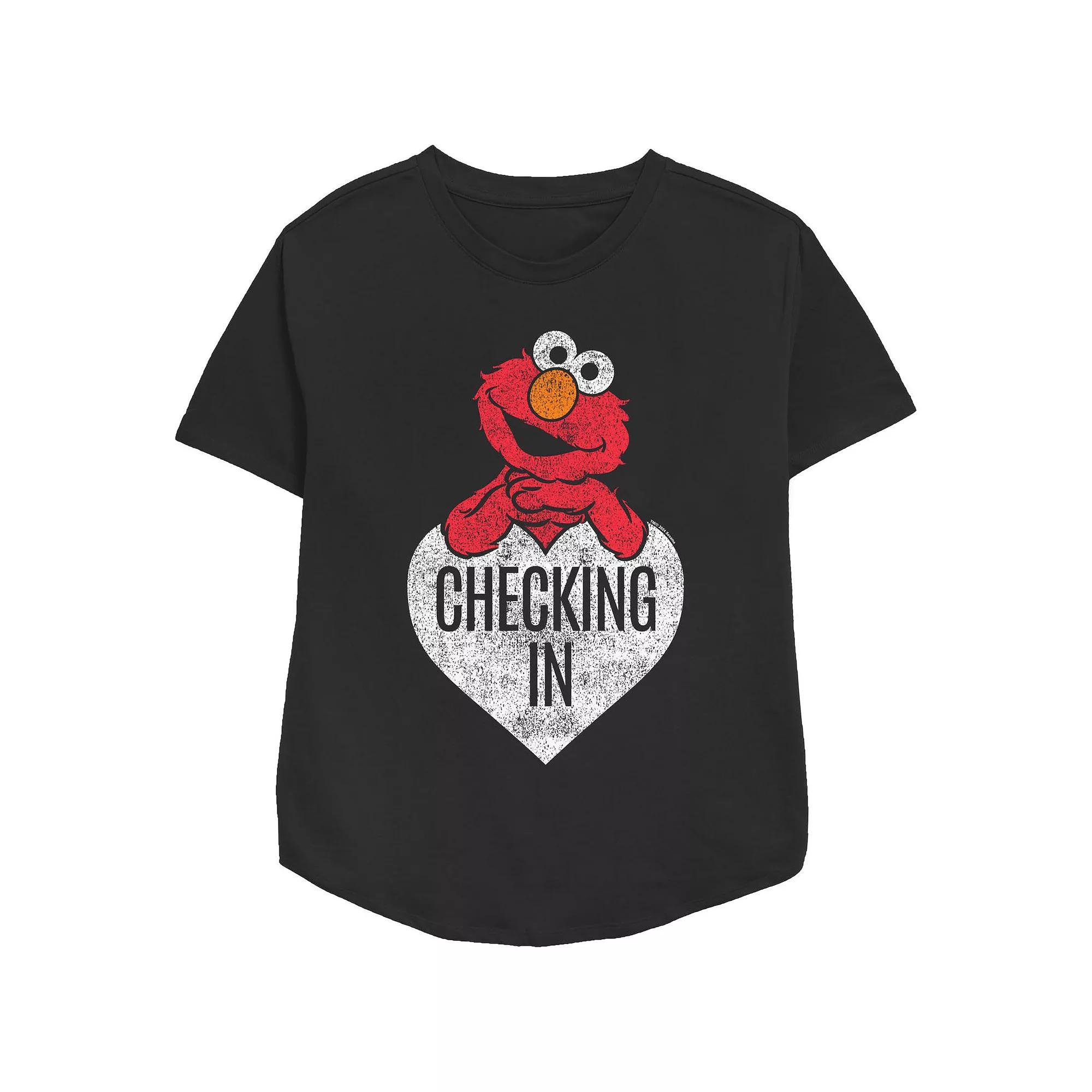 Women's PBS Kids Sesame Street Elmo Checking In Graphic Tee, Size: Small, Black Product Image