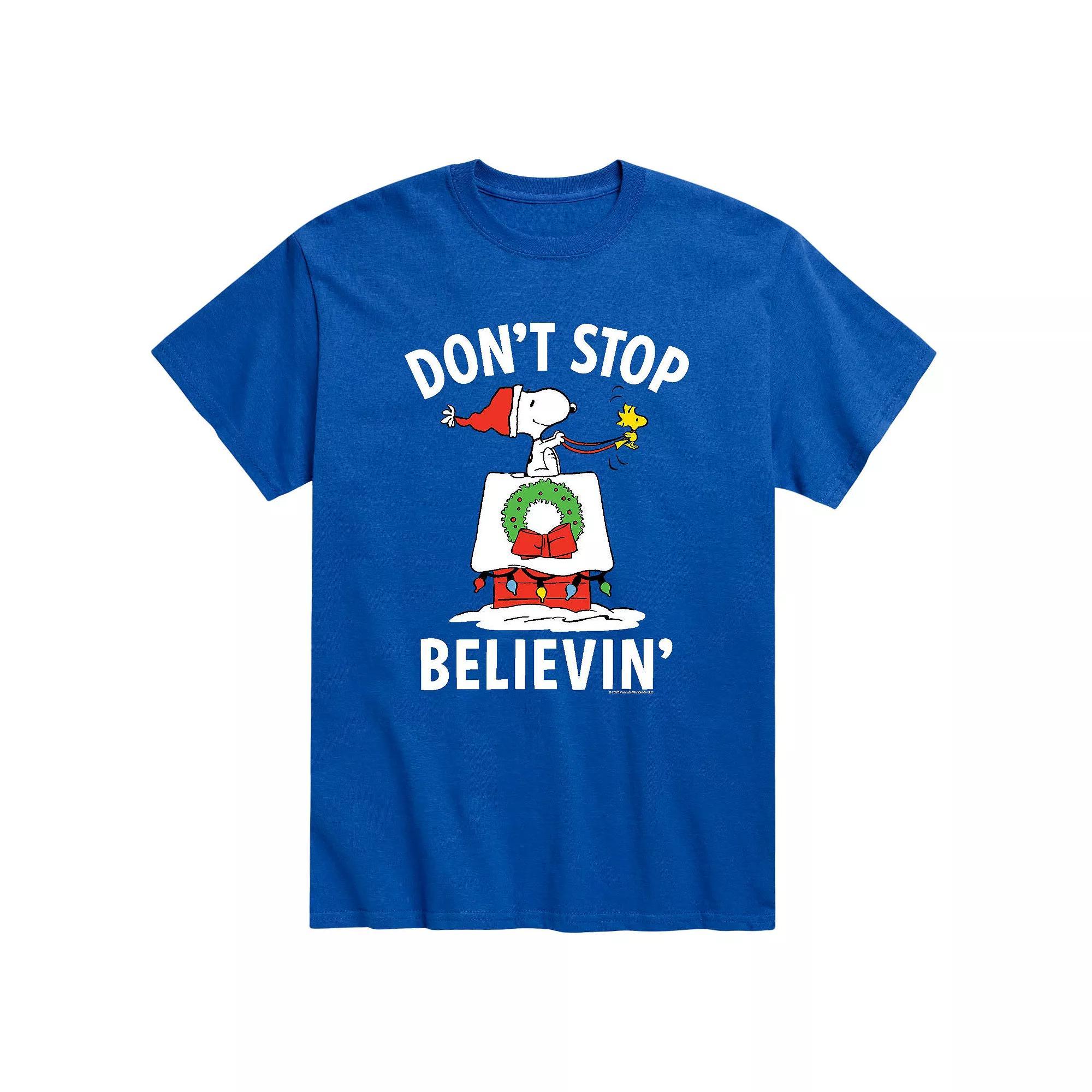 Men's Peanuts Believin Tee, Size: Large, Royal Blue Product Image