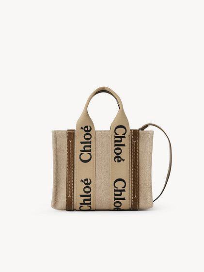 Small Woody tote bag in linen Product Image