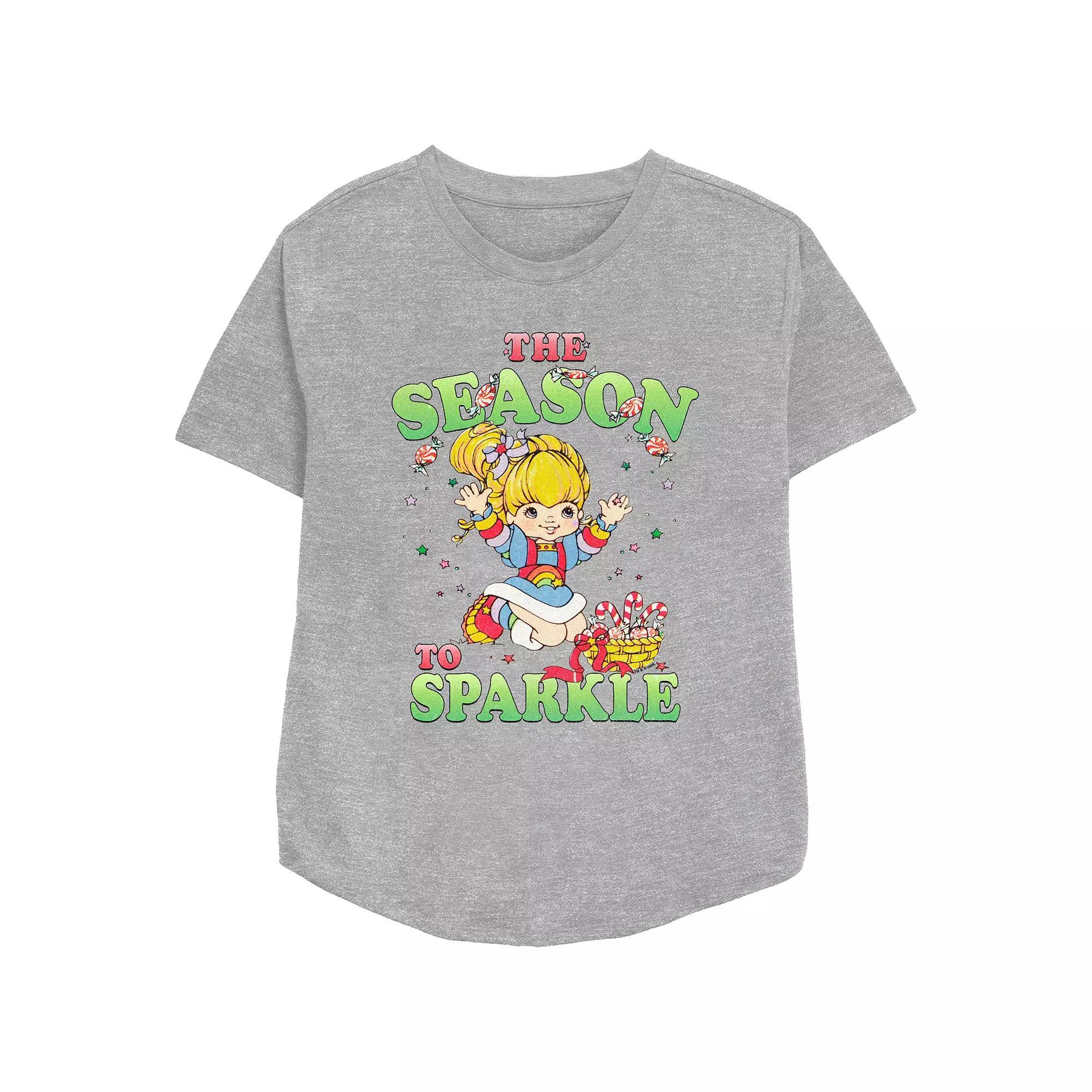Women's Rainbow Brite The Season To Sparkle Relaxed Fit Graphic Tee, Size: XS, Athletic Grey Product Image