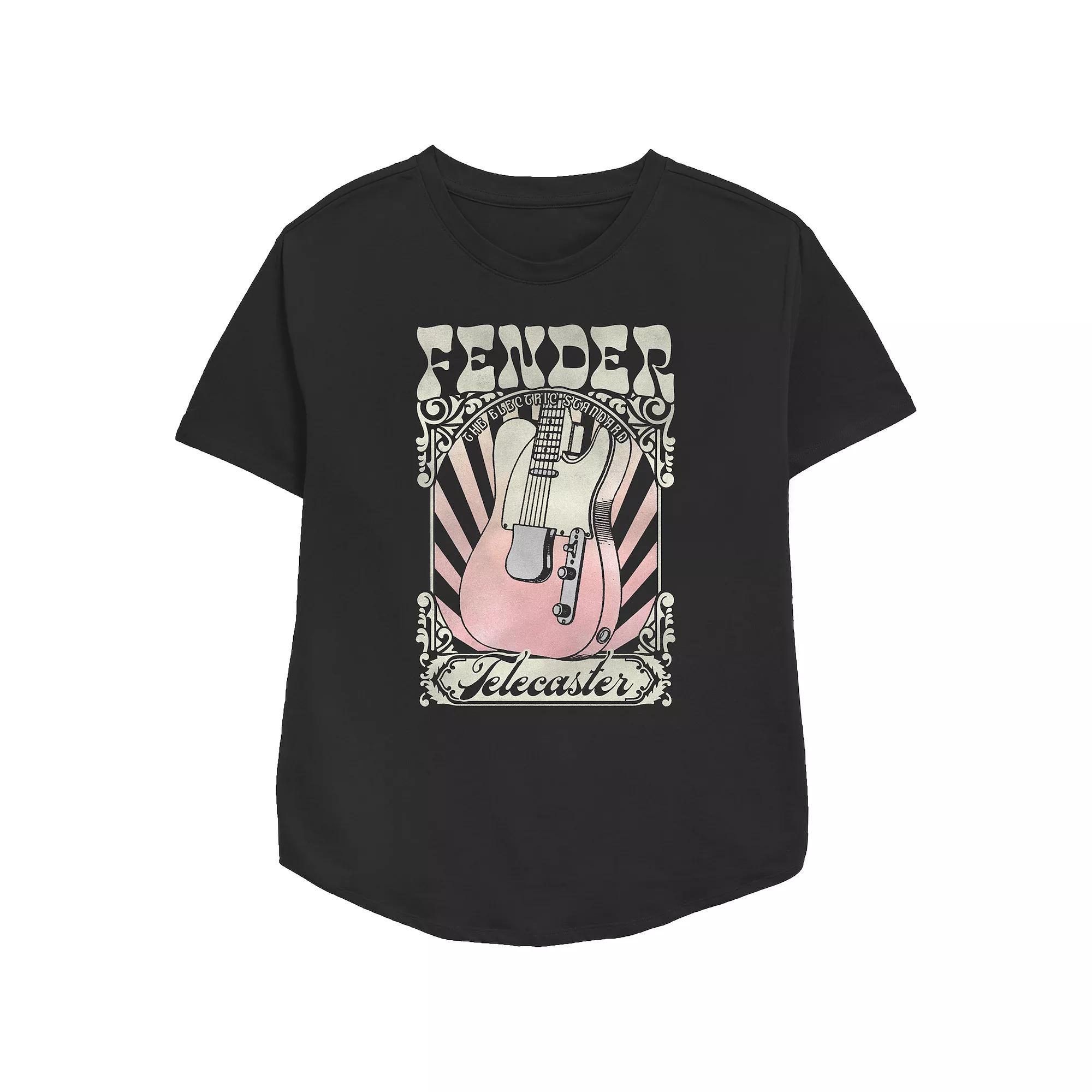 Women's Fender Telecaster The Electric Standard Retro Relaxed Fit Graphic Tee, Girl's, Size: XS, Black Product Image