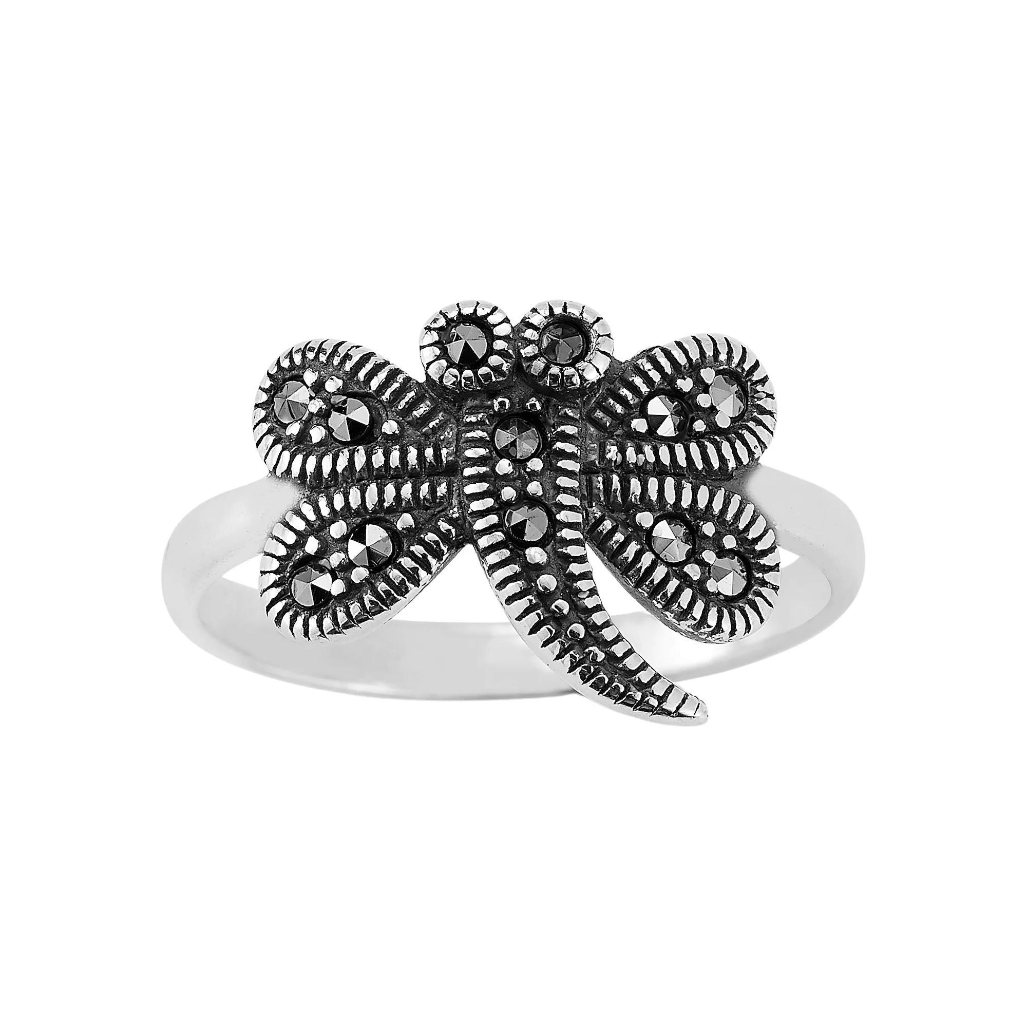 Sunkissed Sterling Sterling Silver Oxidized Cubic Zirconia Dragonfly Ring, Women's, Size: 5, Silver Tone Product Image