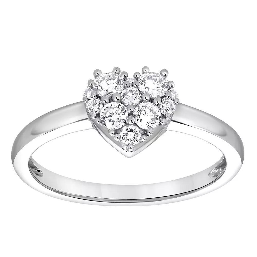 Diamond Brilliance Sterling Silver 1/3 Carat T.W. Lab-Created Diamond Heart Shape Ring, Women's, Size: 8, Silver Tone Product Image