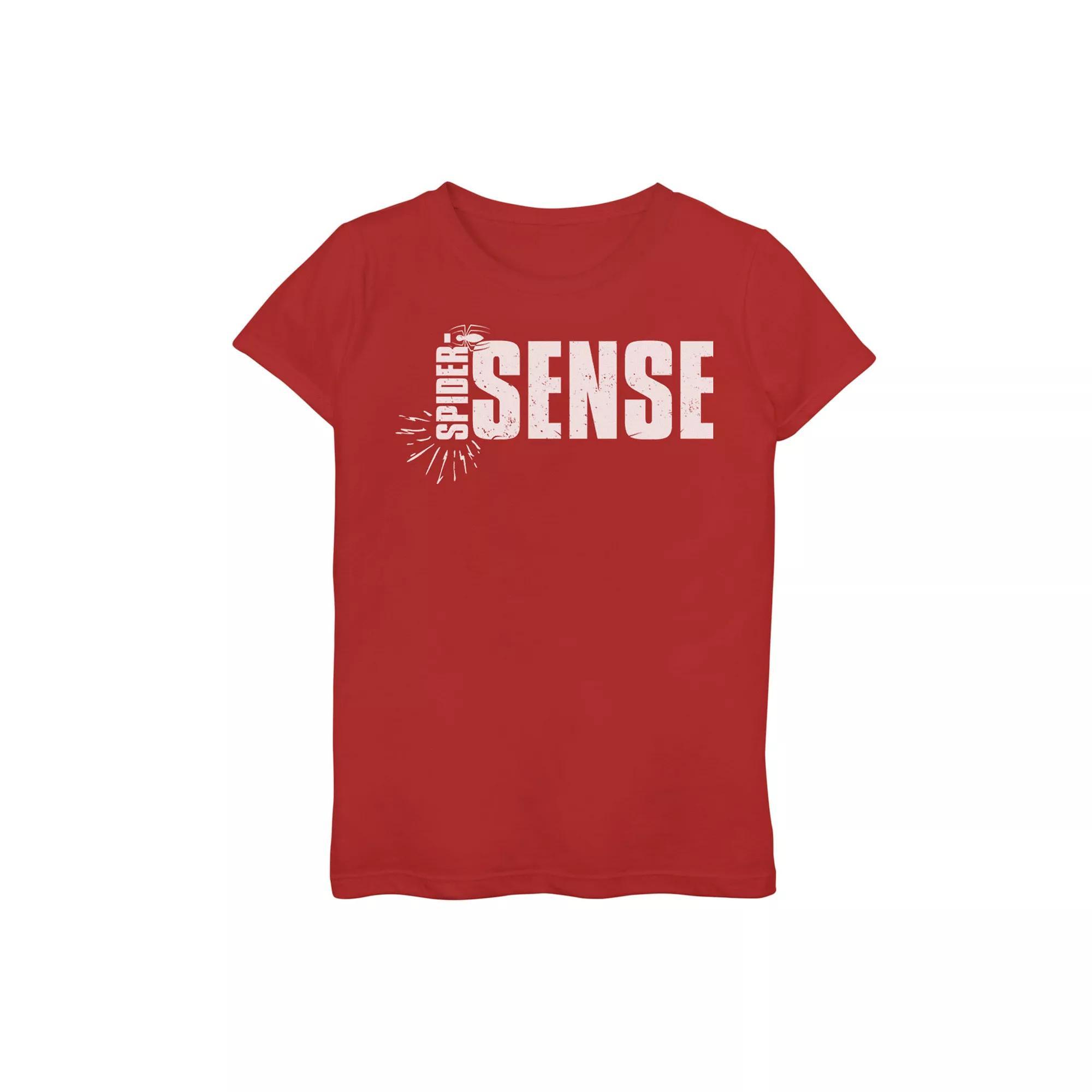 Girls 7-16 Marvel Spider-Man Spider-Sense Text Graphic Tee, Girl's, Size: Small, Red Product Image