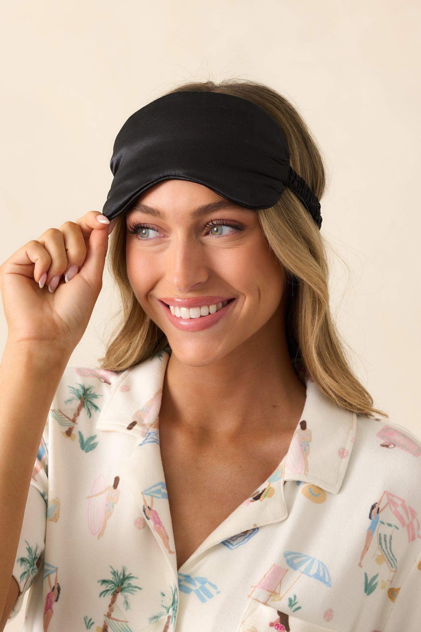 Off The Clock Black Satin Eye Mask Product Image