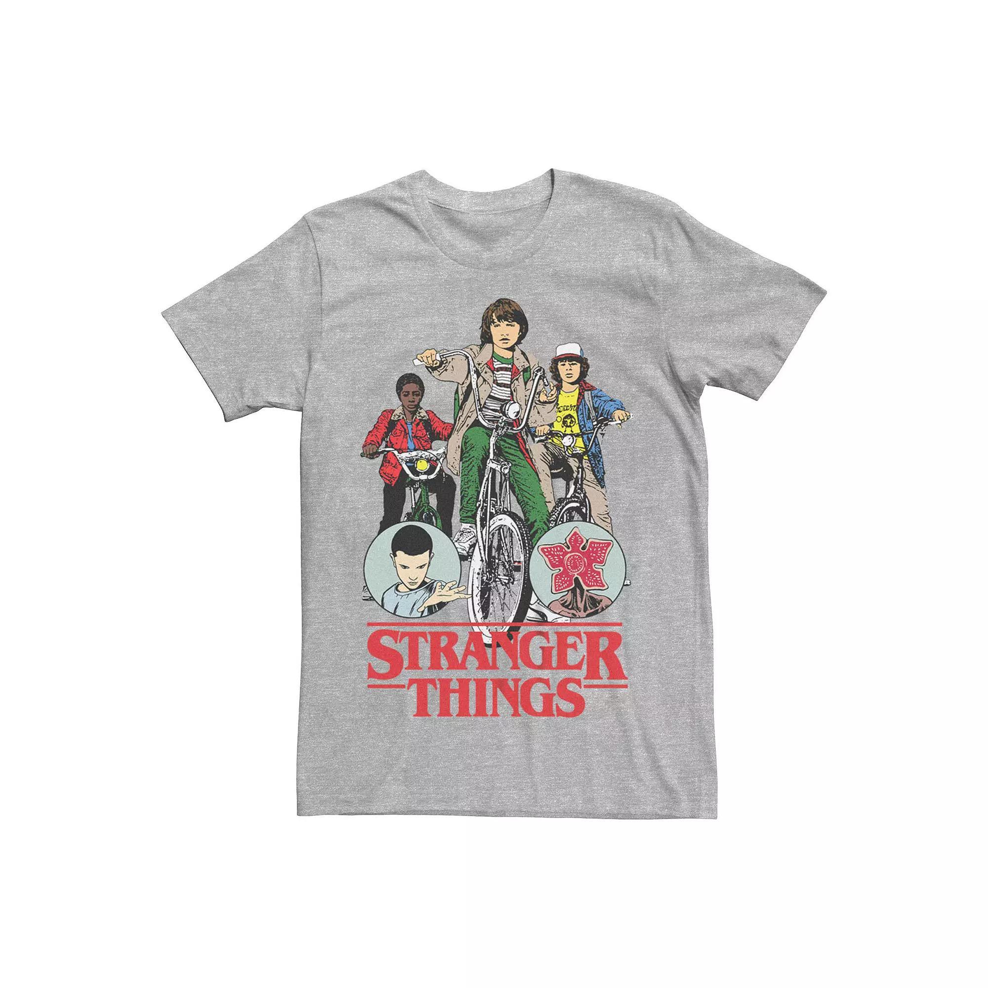 Men's Stranger Things Cartoon Style Poster Graphic Tee, Size: Small, Athletic Grey Product Image