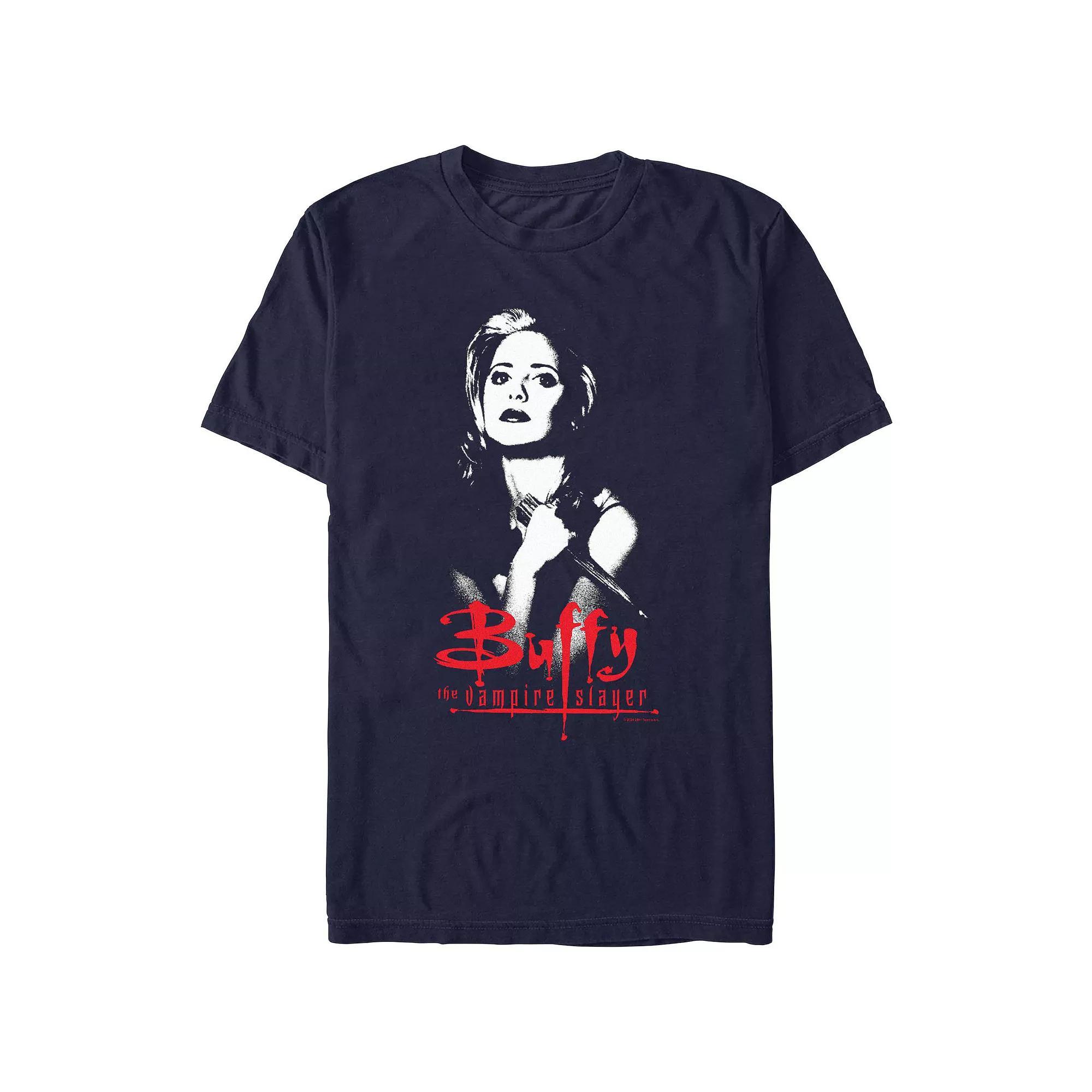 Men's Buffy The Vampire Slayer Buffy Holding A Stake Graphic Tee, Size: Large, Blue Product Image