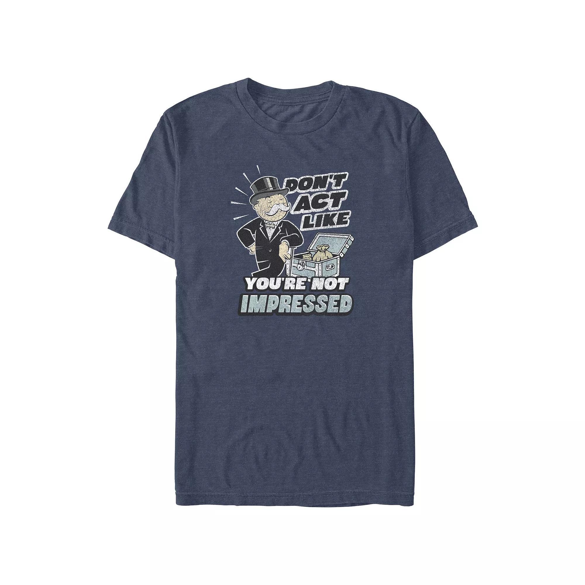 Big & Tall Monopoly Don't Act Like You're Not Impressed Graphic Tee, Men's, Size: 4XB, Navy Grey Product Image