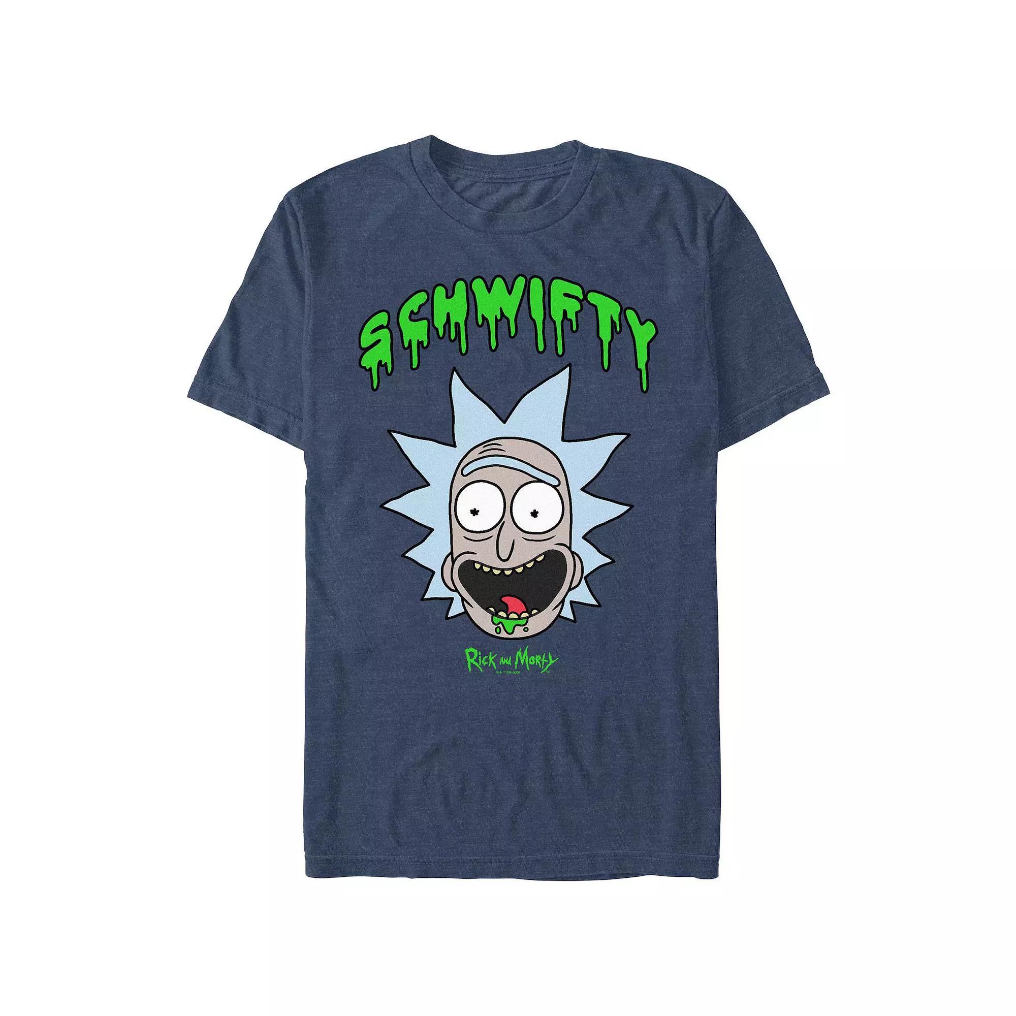 Men's Rick And Morty Schwifty Drippy Graphic Tee, Size: XL, Navy Grey Product Image