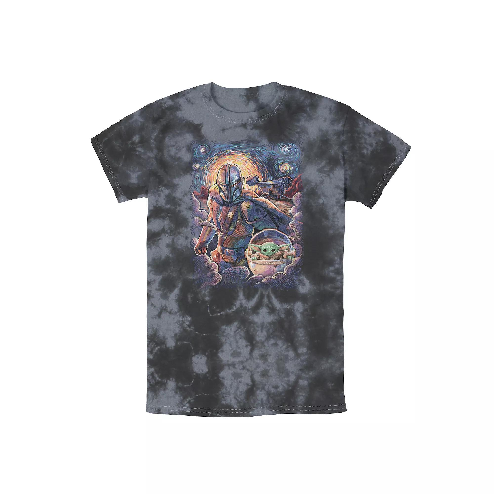 Men's Star Wars: The Mandalorian & The Child Starry Night Tee, Size: Large, Black Product Image