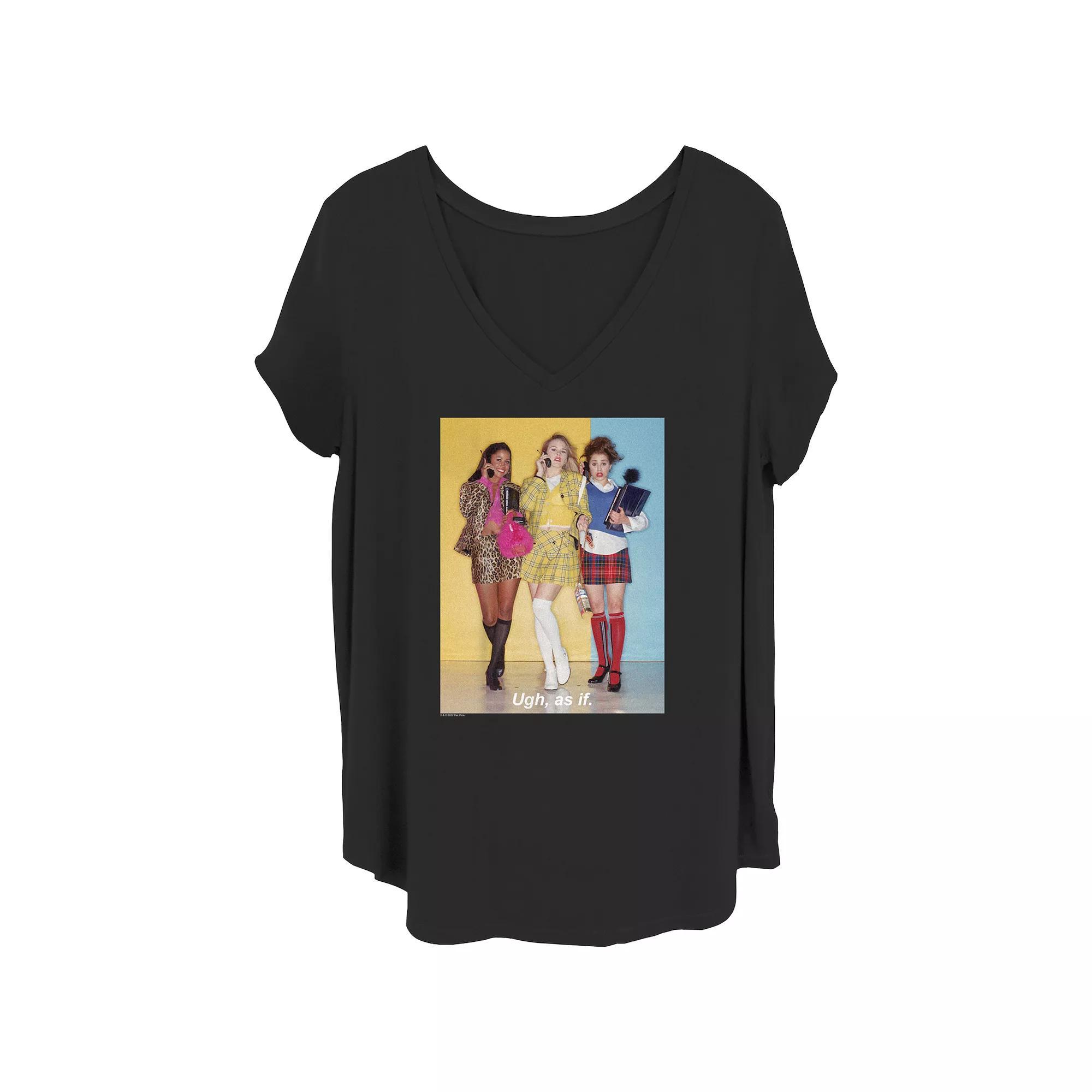 Juniors' Plus Clueless As If Photo V-Neck Graphic Tee, Women's, Size: 1XL, Black Product Image