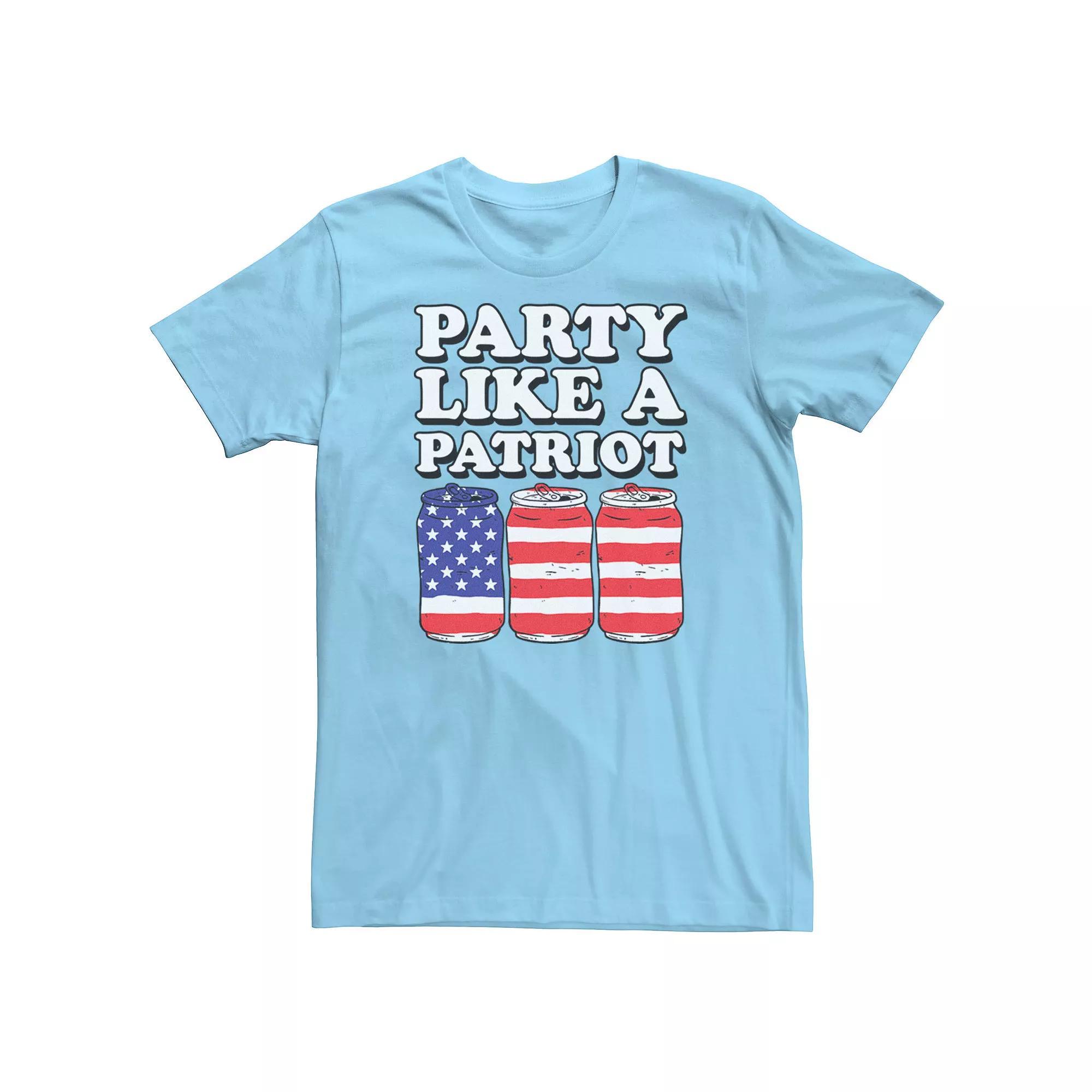 Men's Party Like A Patriot Graphic Tee, Size: XXL, Light Blue Product Image