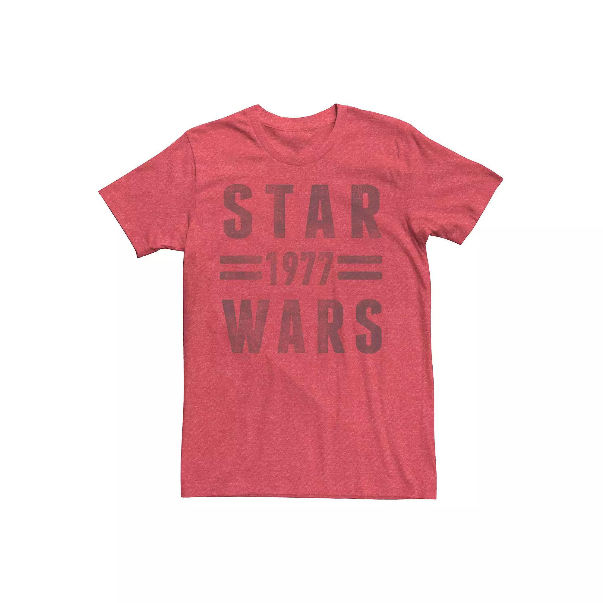 Men's Star Wars Distressed 1977 Logo Graphic Tee, Size: Large, Red Grey Product Image