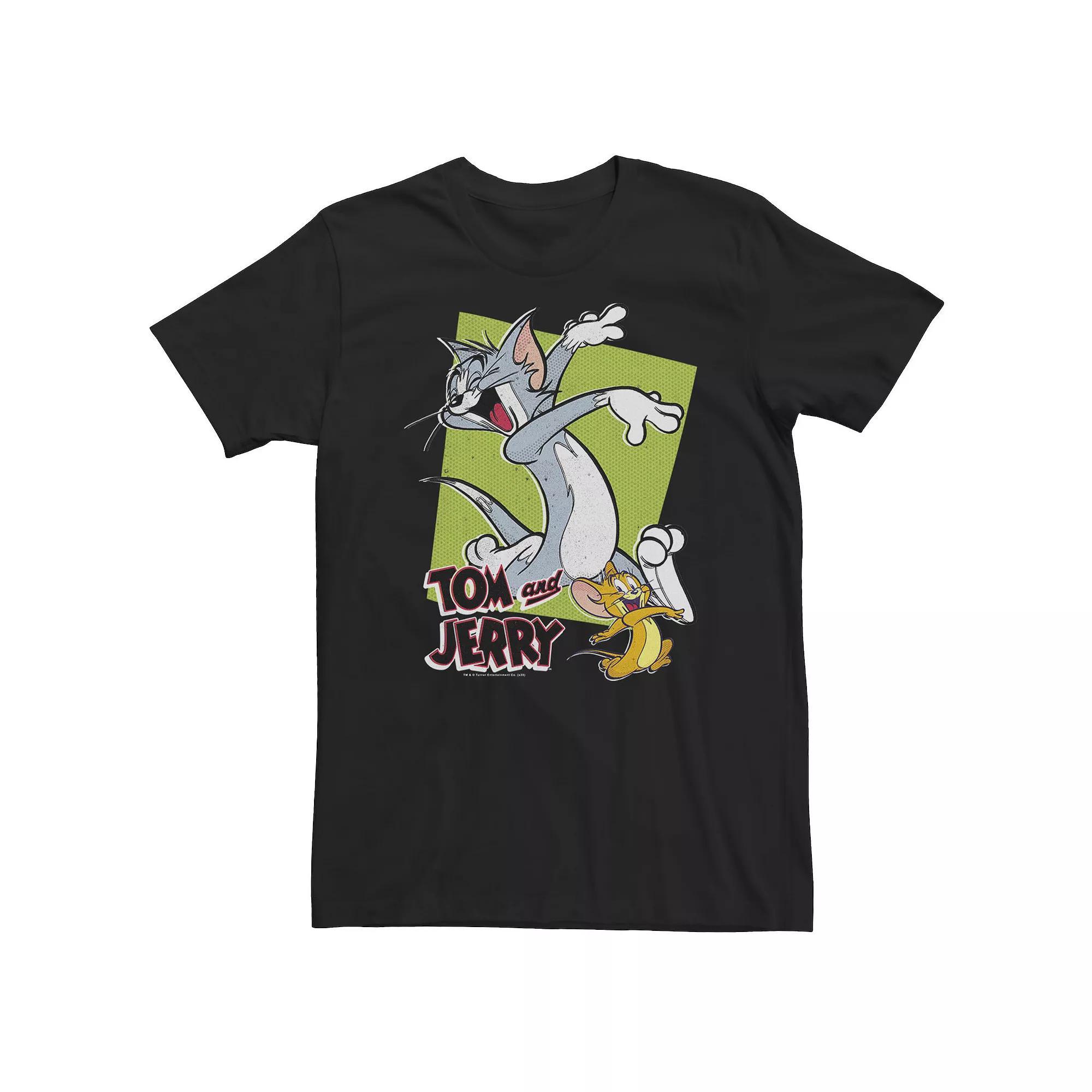 Big & Tall Tom And Jerry Retro Style Green Box Portrait Tee, Men's, Size: 4XL, Black Product Image