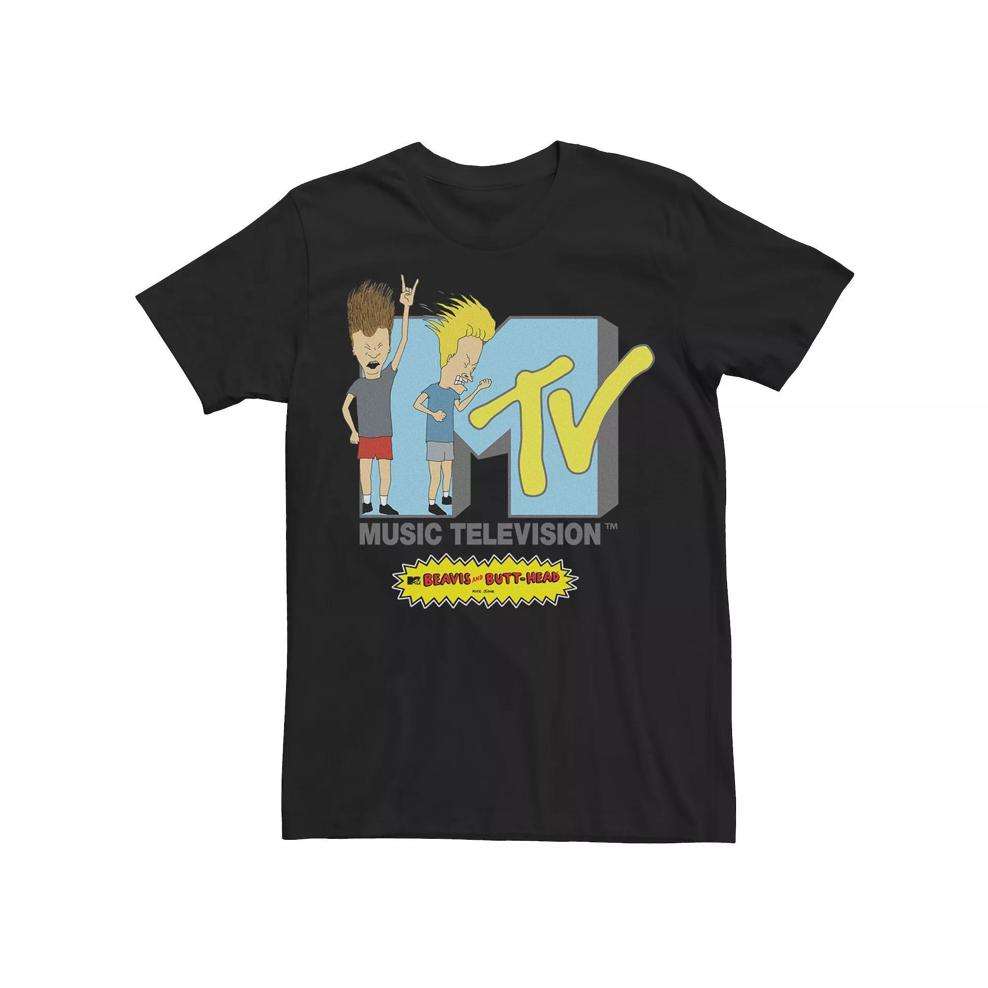 Men's Beavis And Butt-Head MTV Logo Tee, Size: XXL, Black Product Image