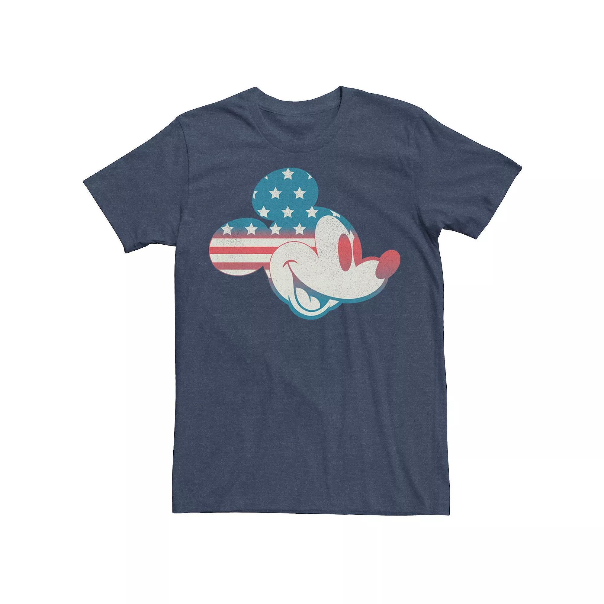 Disney's Mickey & Friends Mickey Men's American Flag Fill Tee, Size: Large, Black Product Image
