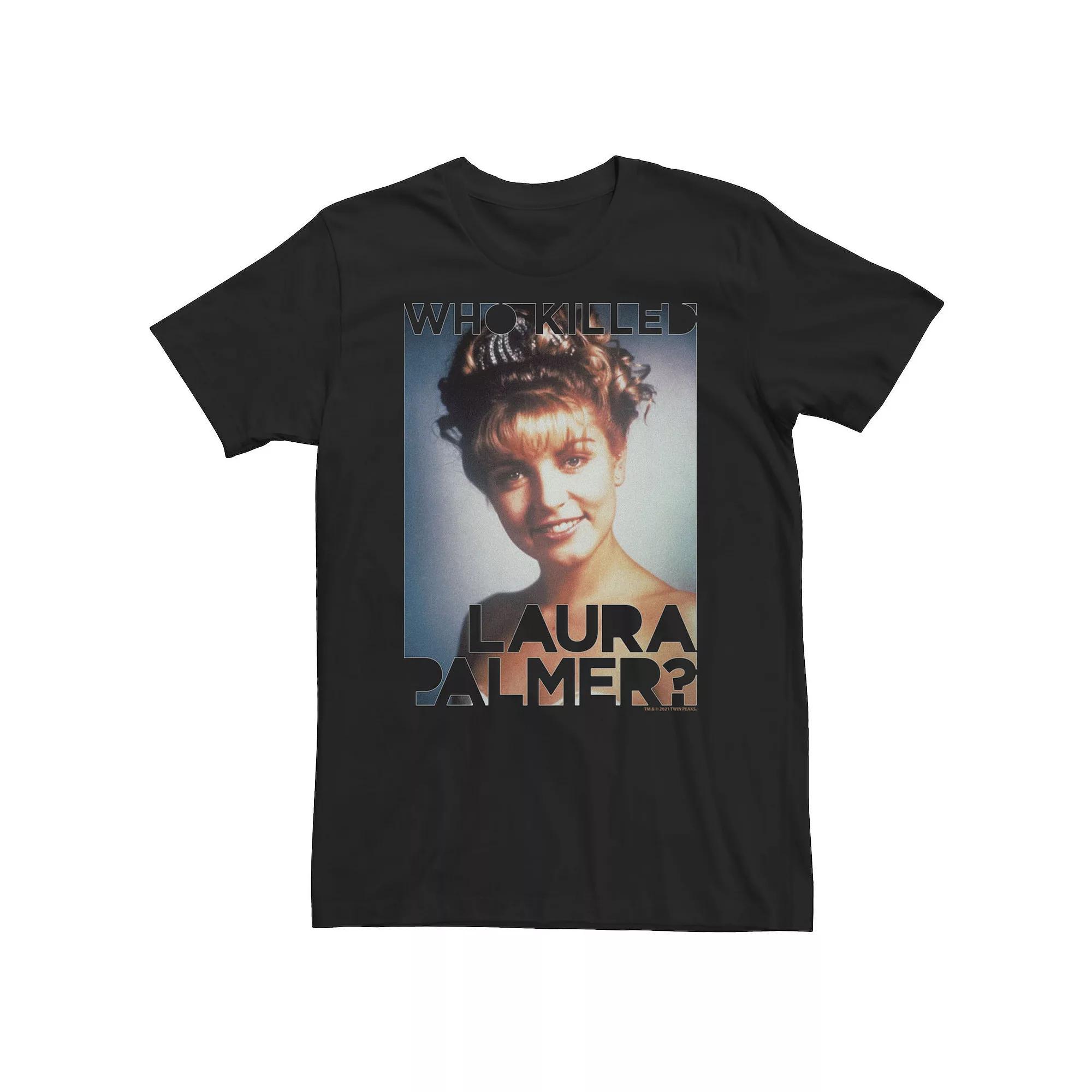 Big & Tall Twin Peaks Laura Palmer Portrait Text Tee, Men's, Size: Large Tall, Black Product Image