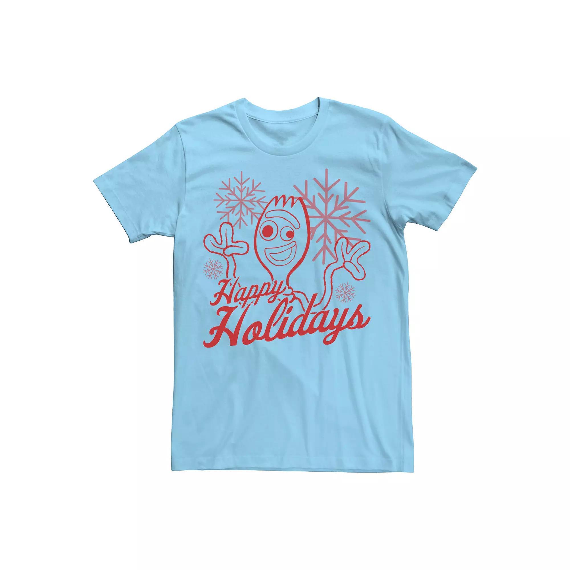 Disney / Pixar's Toy Story Forky Men's Christmas Happy Holidays Tee, Size: Medium, Light Blue Product Image