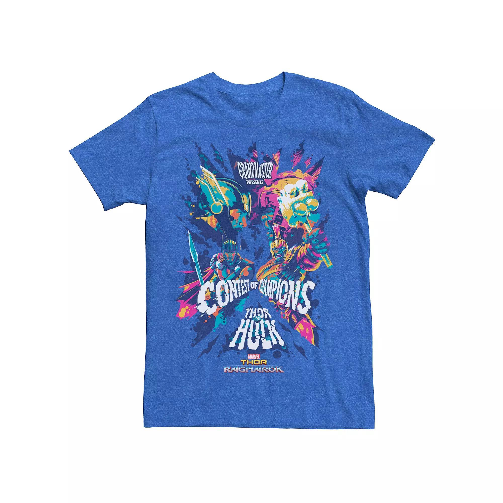 Men's Marvel Thor Ragnarok Versus Hulk Color Splatter Tee, Size: Medium, Royal Hthr Product Image