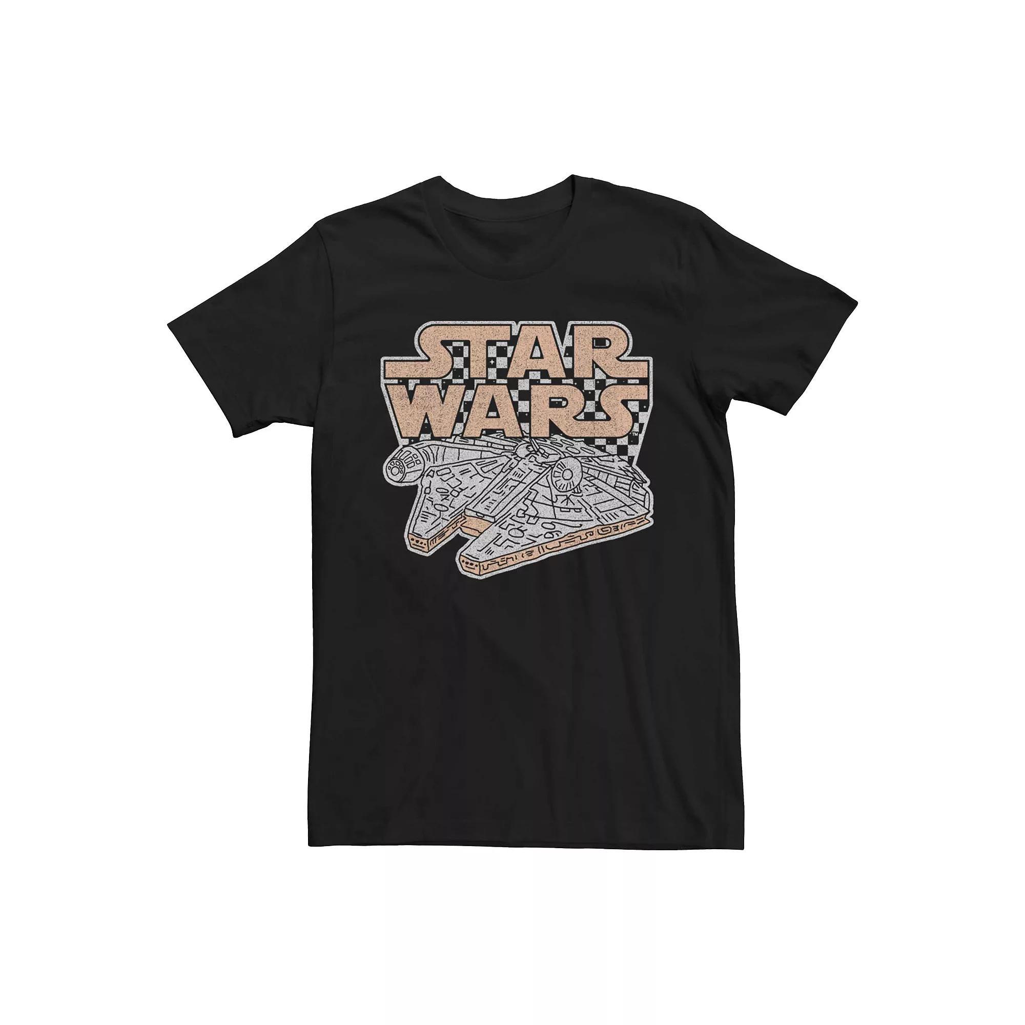 Mens Star Wars Millennium Falcon Retro Checkered Graphic Tee Product Image