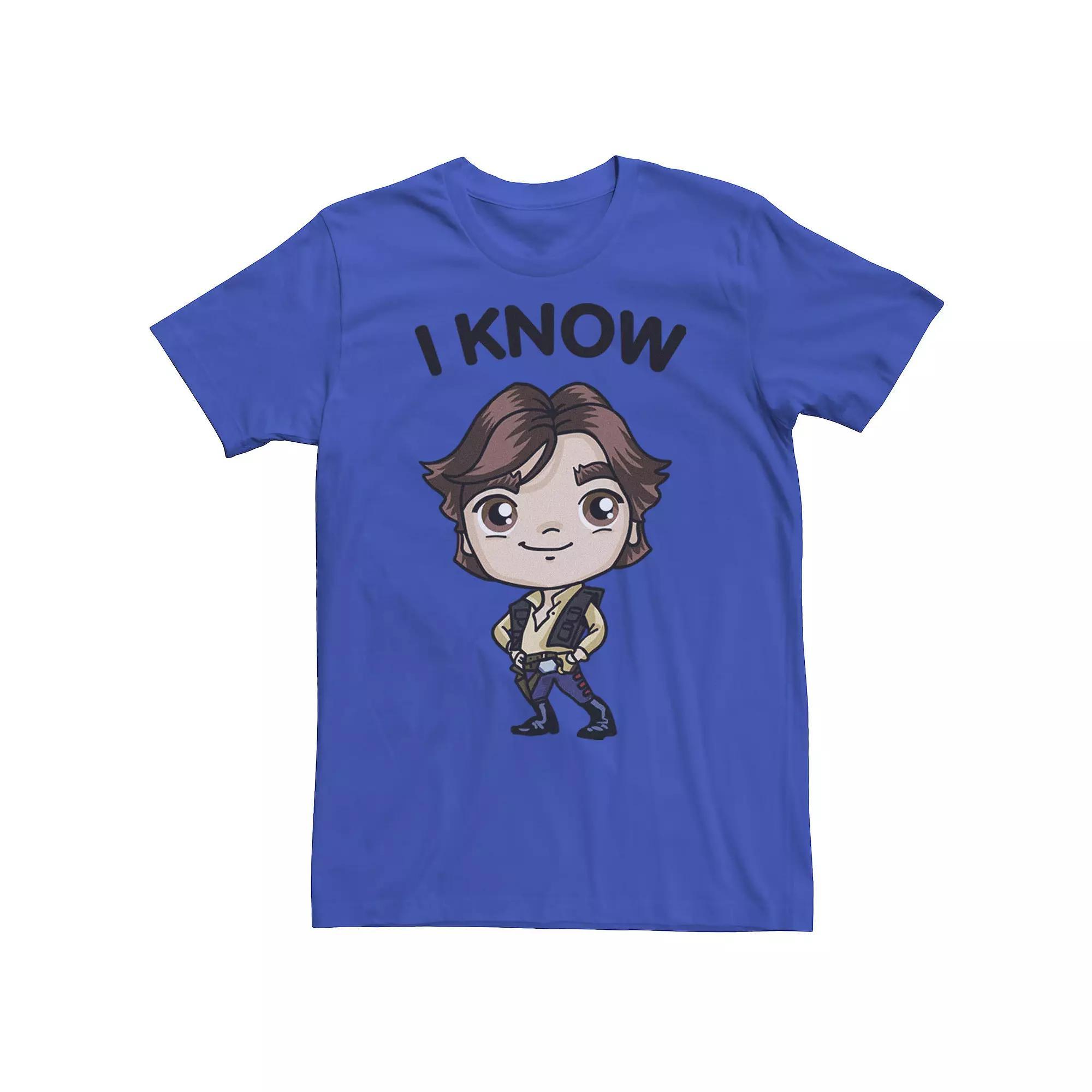 Men's Star Wars Han Solo Cartoon "I Know" Graphic Tee, Size: XL, Royal Product Image