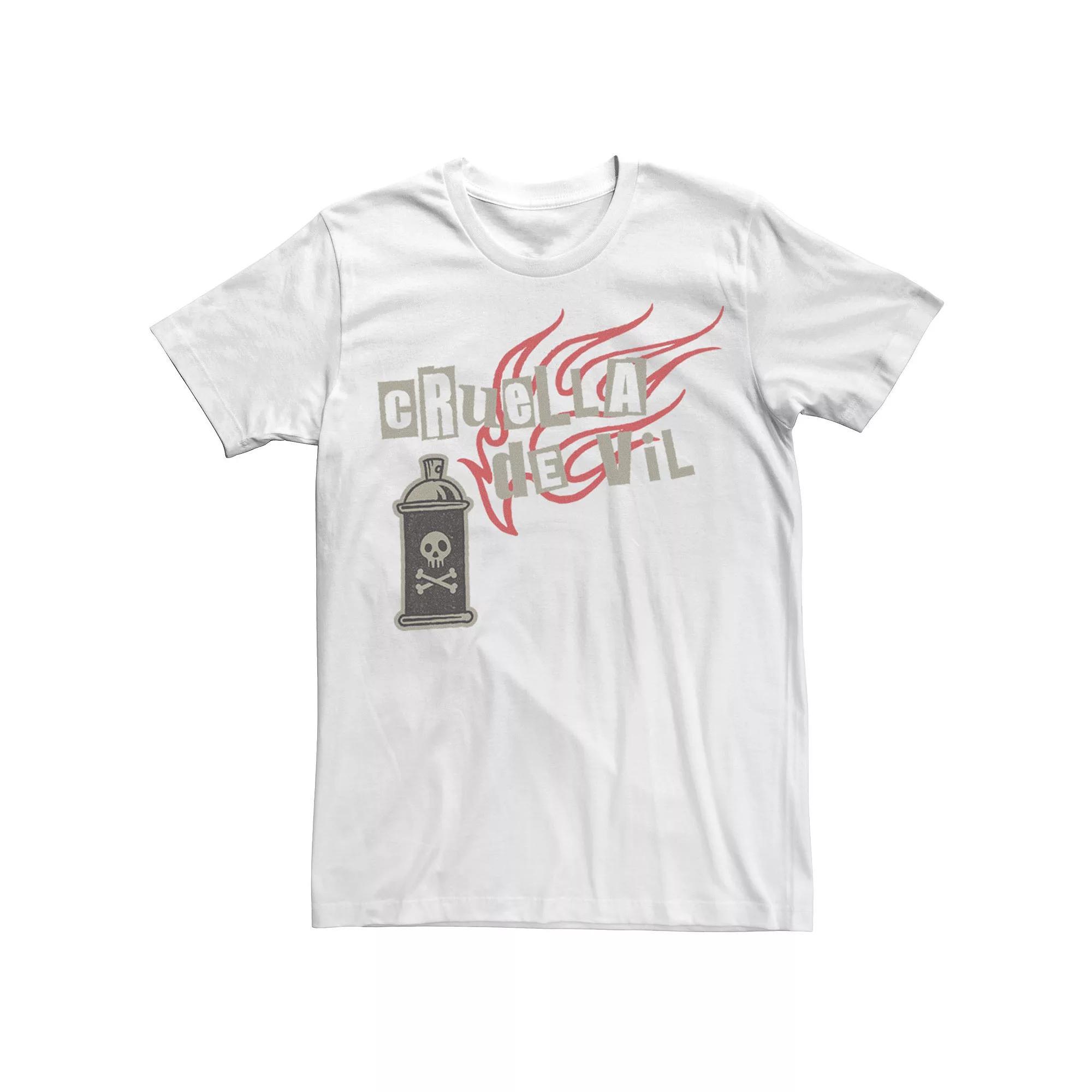 Disney's Cruella De Vil Men's Spray Paint Logo Tee, Size: XXL, White Product Image