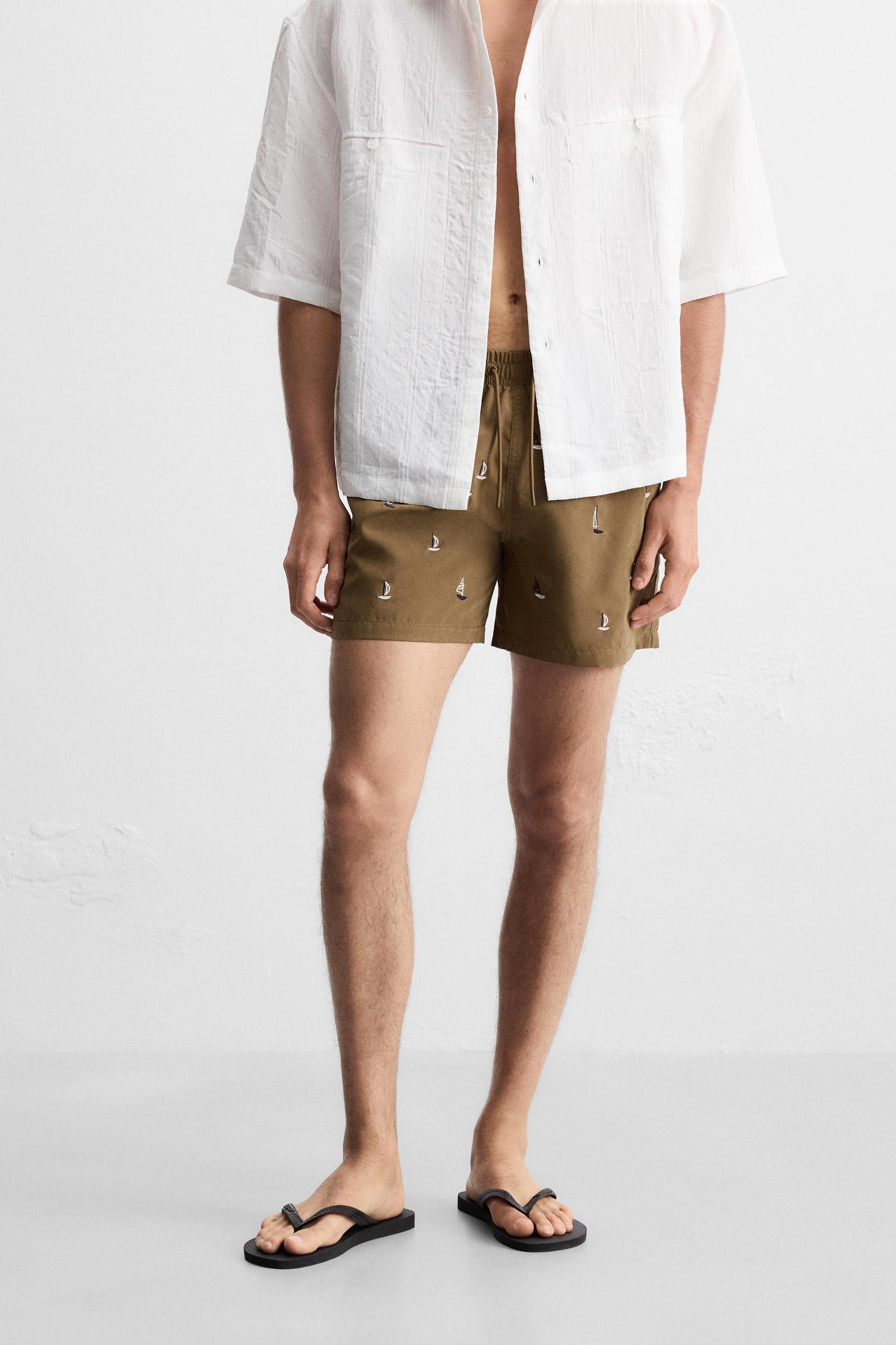 EMBROIDERED MID-LENGTH SWIMSUIT Product Image