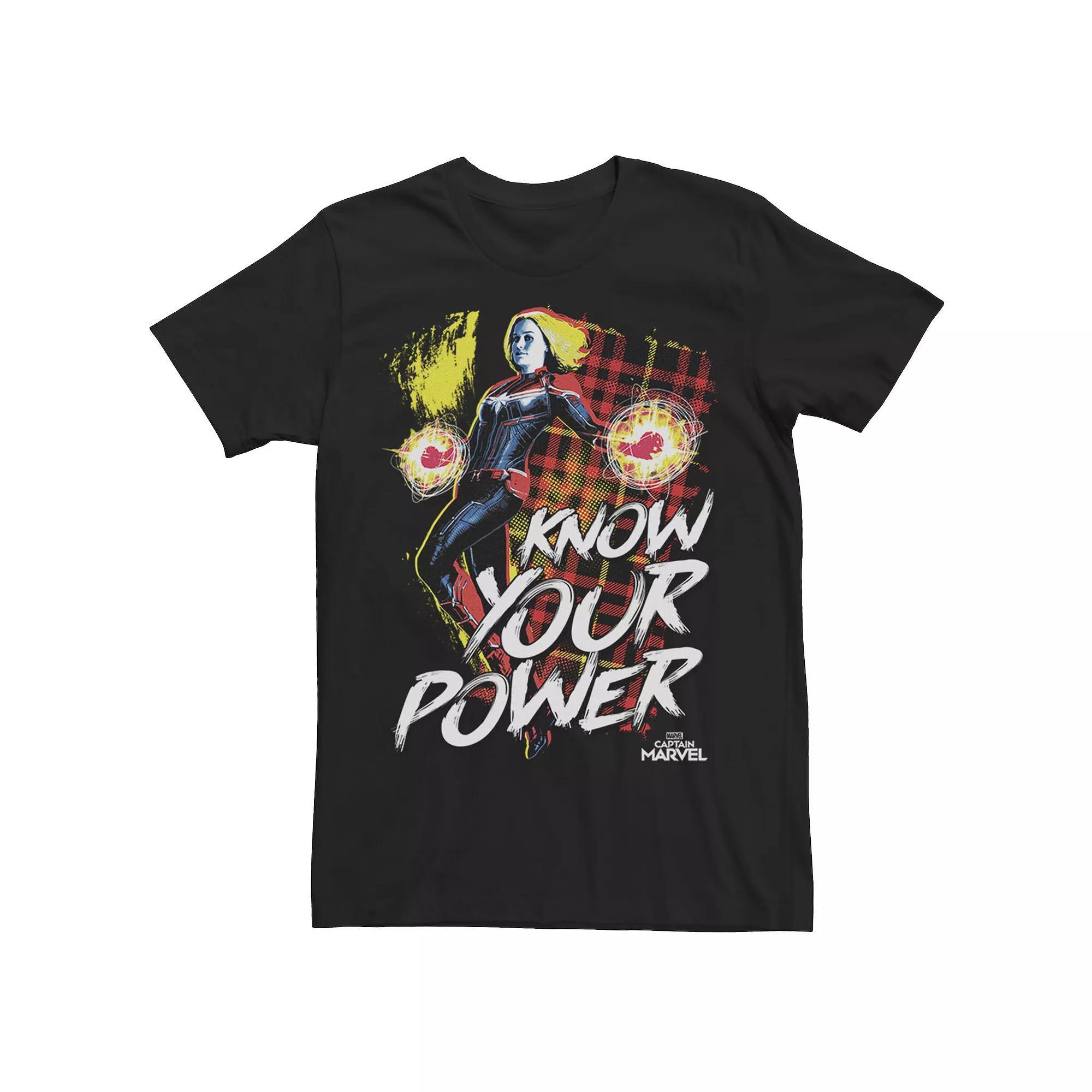 Men's Marvel Captain Marvel Know Your Power Vintage Portrait Tee, Size: XL, Black Product Image