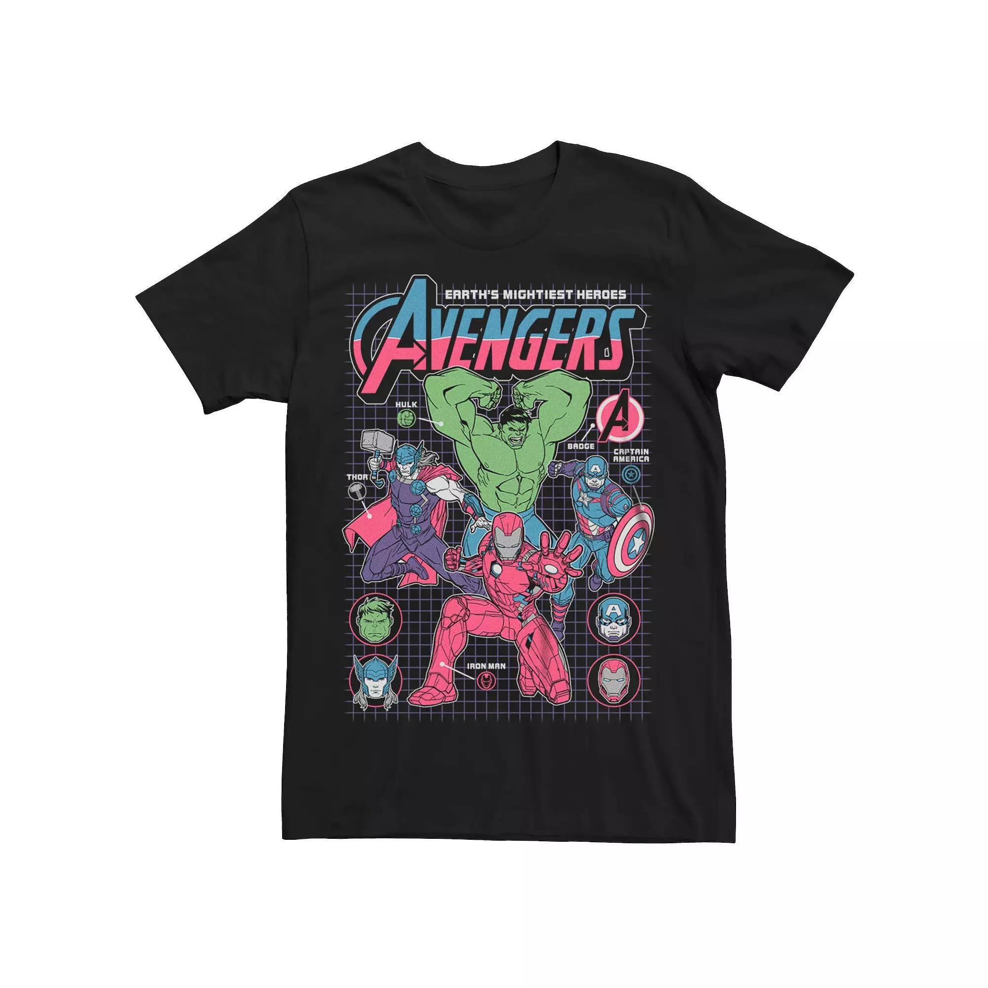 Men's Marvel The Avengers Comic Characters Graphic Tee, Size: XXL, Black Product Image
