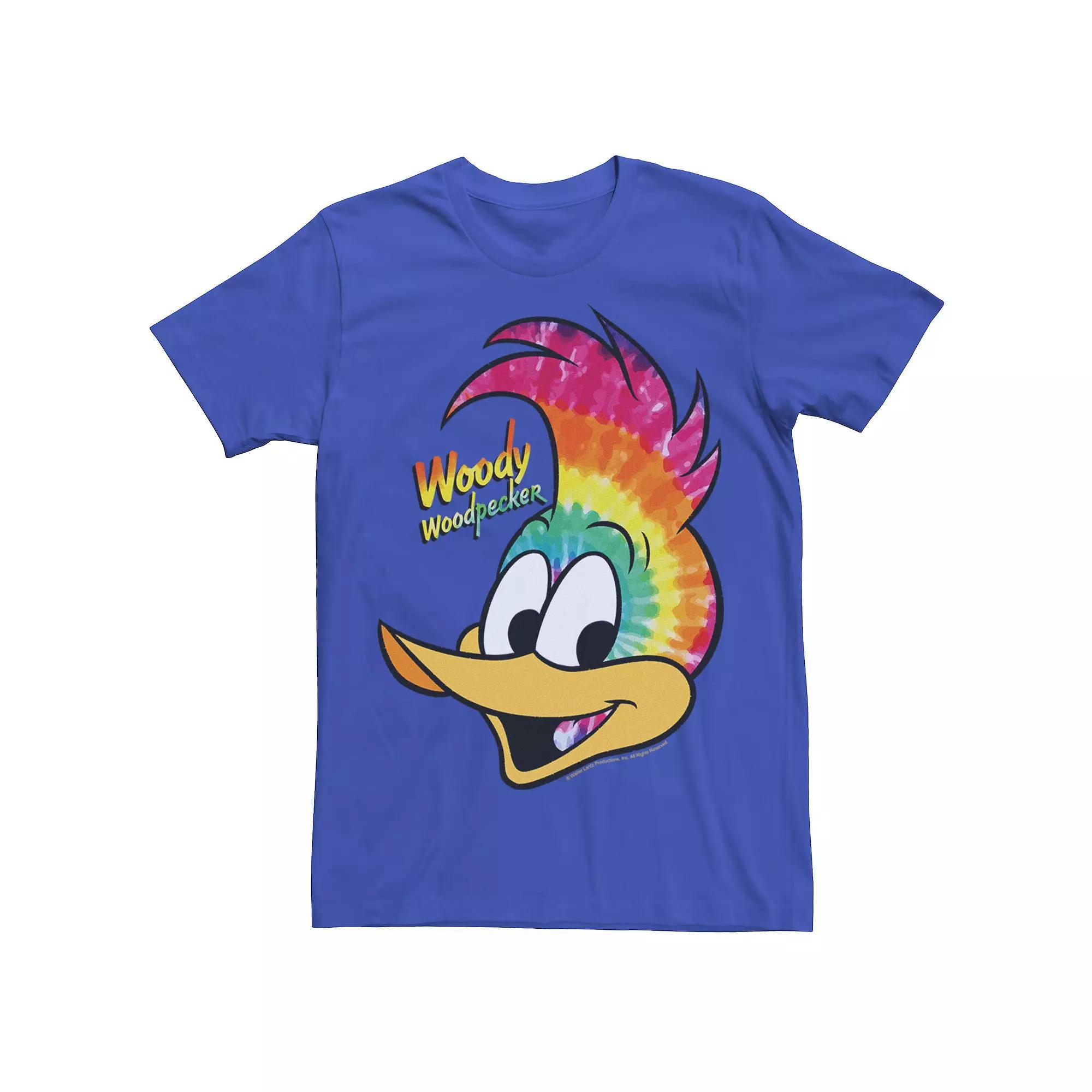 Men's Woody Woodpecker Tie Dye Portrait Graphic Tee, Size: Small, Royal Product Image