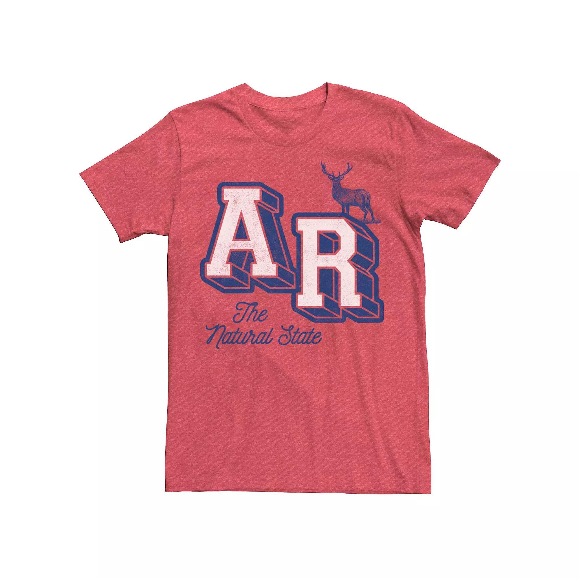 Men's Arkansas AR The Natural State Collegiate Tee, Size: XXL, Red Grey Product Image