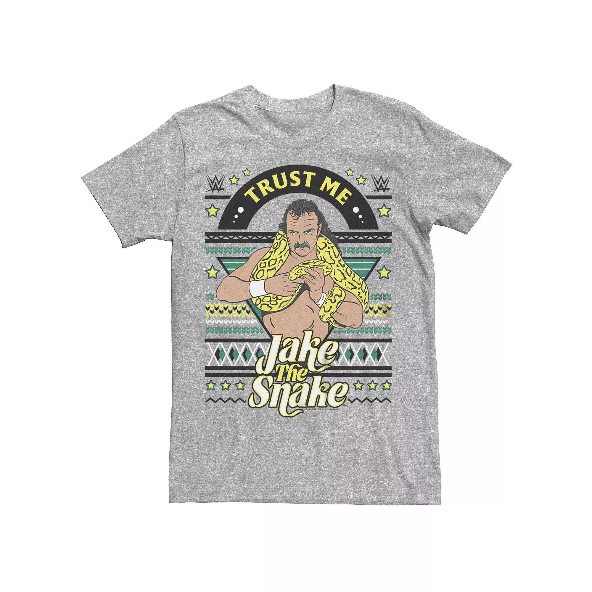 Men's WWE Jake The Snake Christmas Sweater Graphic Tee, Size: XL, Athletic Grey Product Image