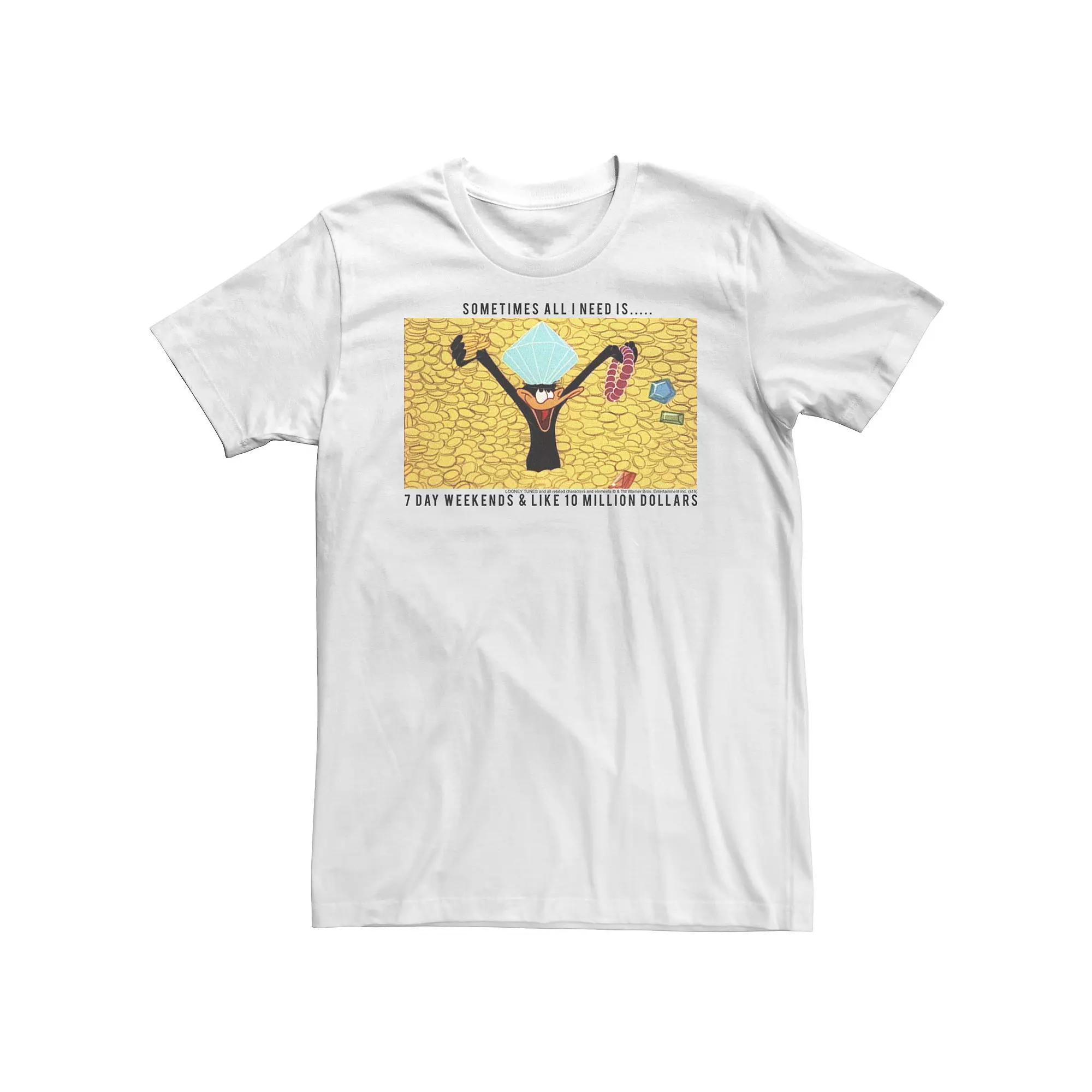 Big & Tall Looney Tunes Daffy Duck I Need 7 Day Weekends & 10 Million Tee, Men's, Size: XLT, White Product Image