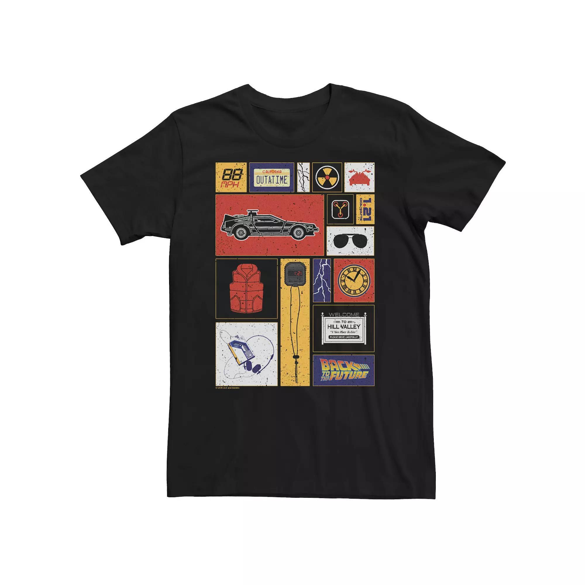 Men's Back To The Future Boxed Up Icons Tee, Size: 3XL, Black Product Image