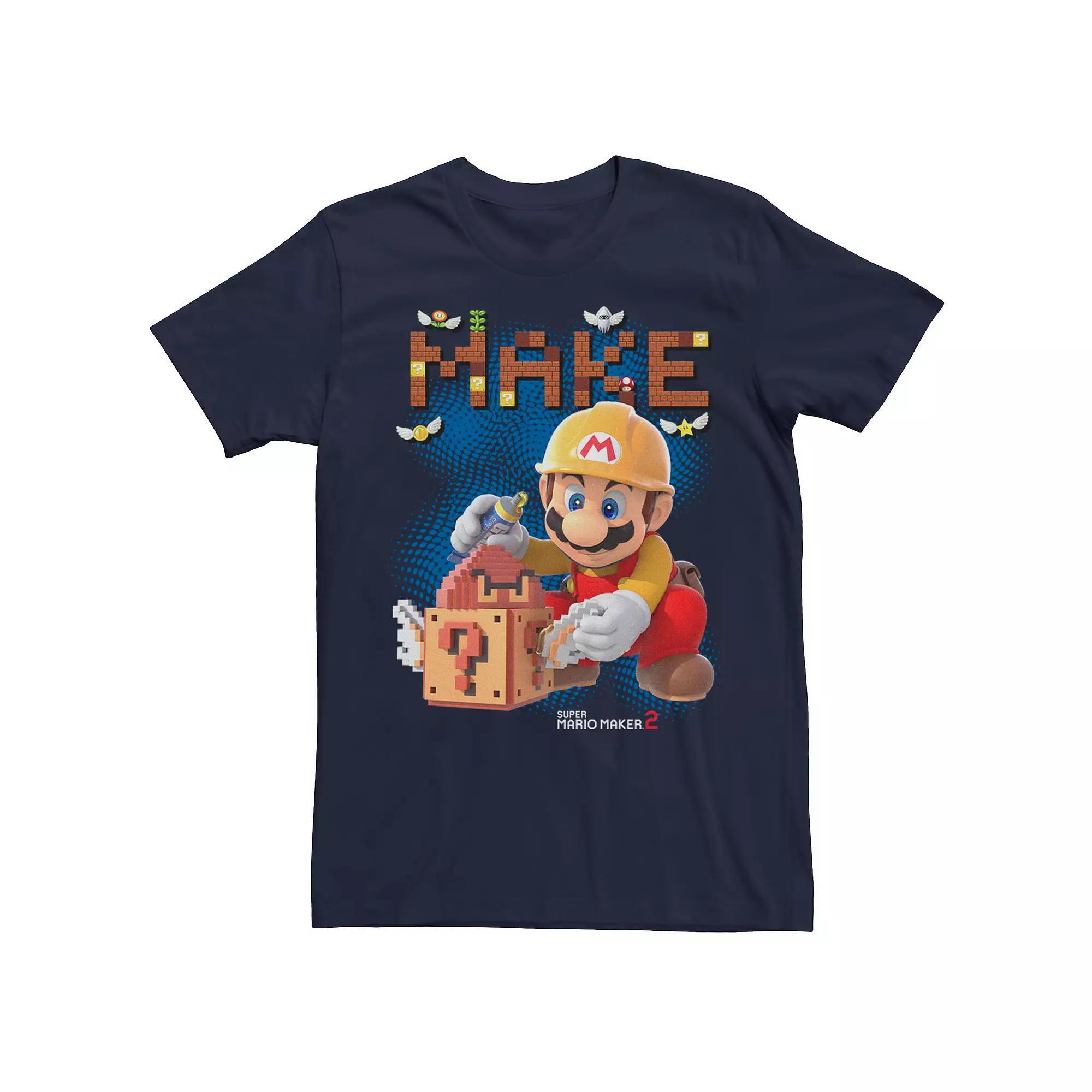 Mens Nintendo Super Mario Maker 2 Imagination Short Sleeve Tee Blue Product Image