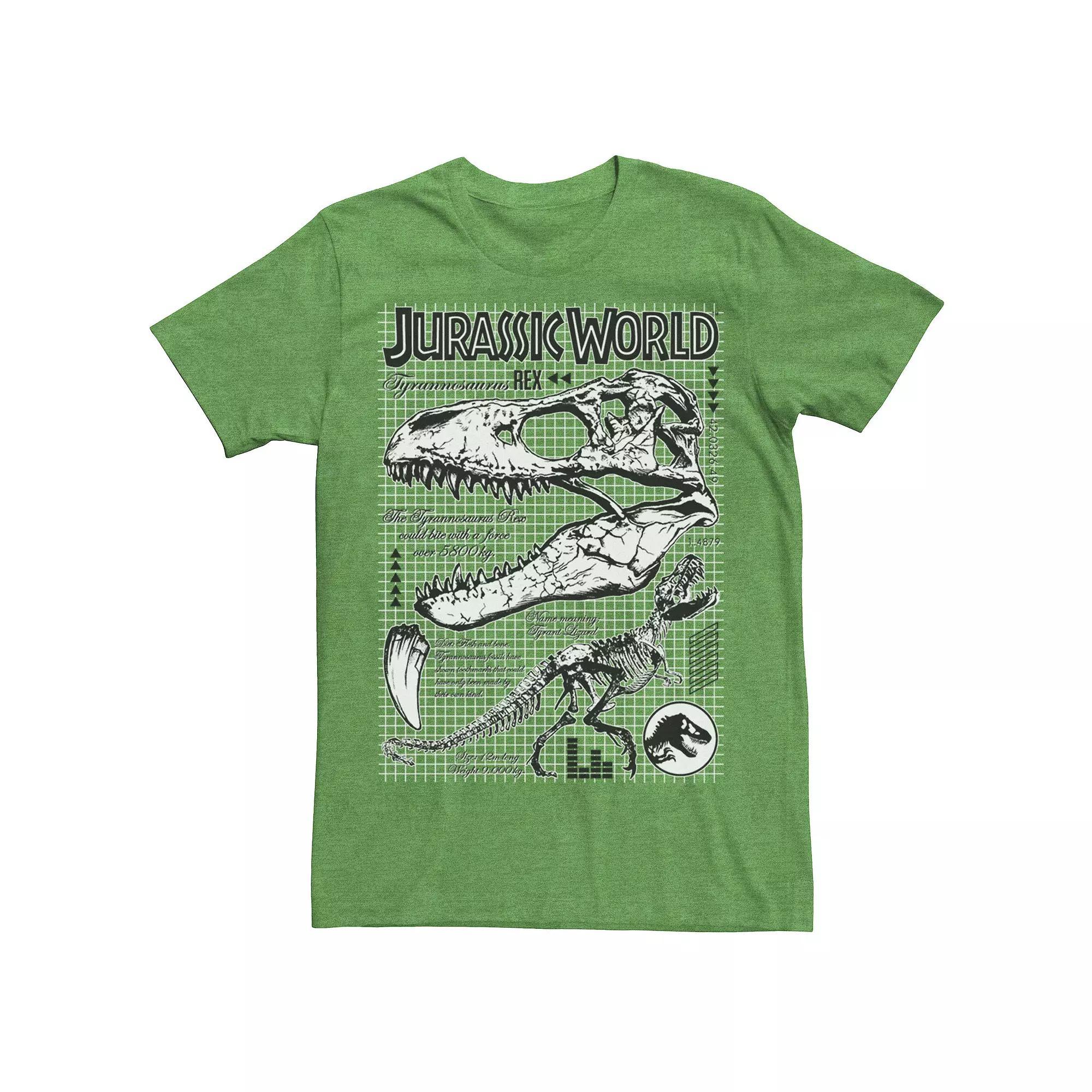 Men's Jurassic World Two T-Rex Bones Schematic Graphic Tee, Size: Large, Grey Heather Product Image