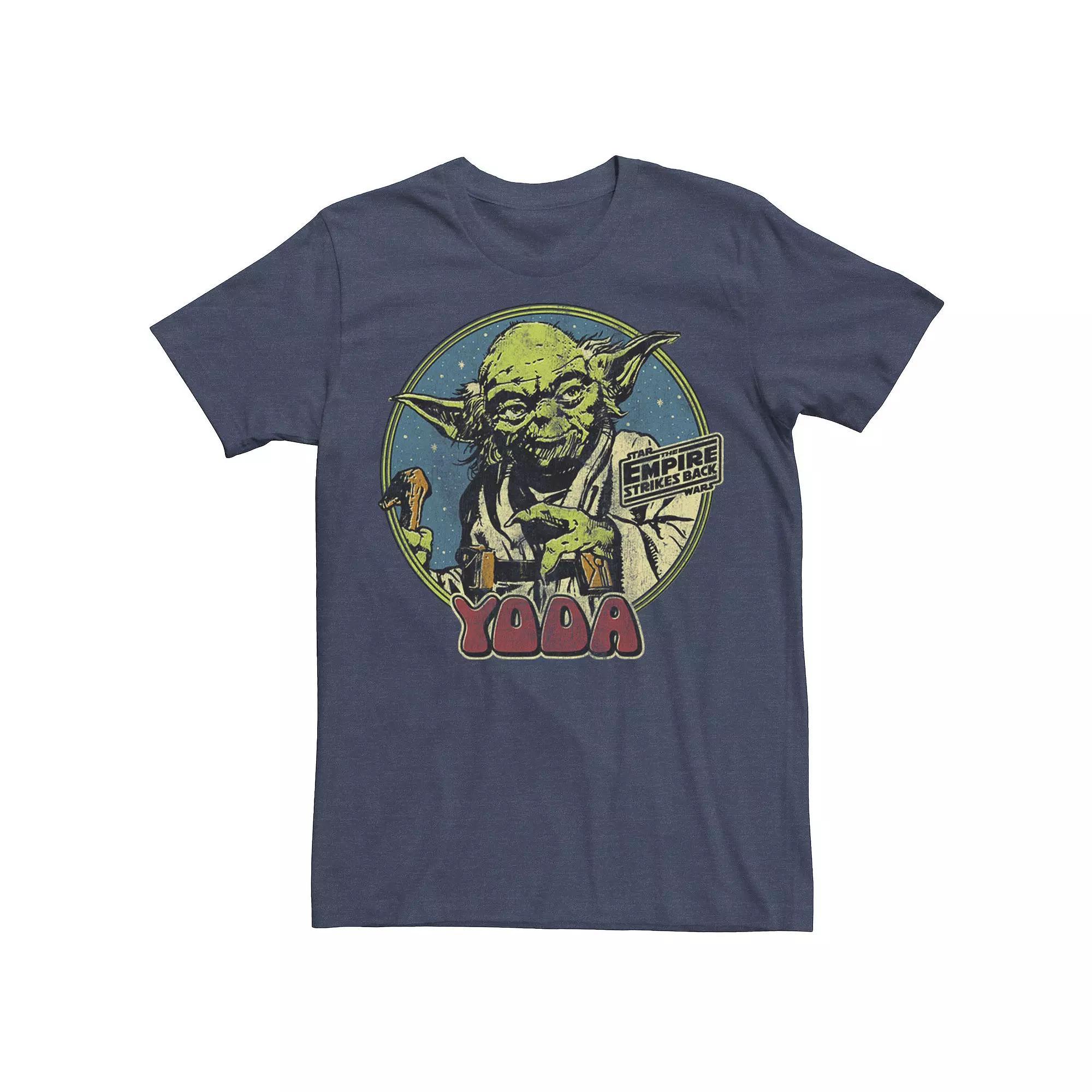 Men's Star Wars The Empire Strikes Back Vintage Yoda Logo Tee, Size: Medium, Navy Grey Product Image
