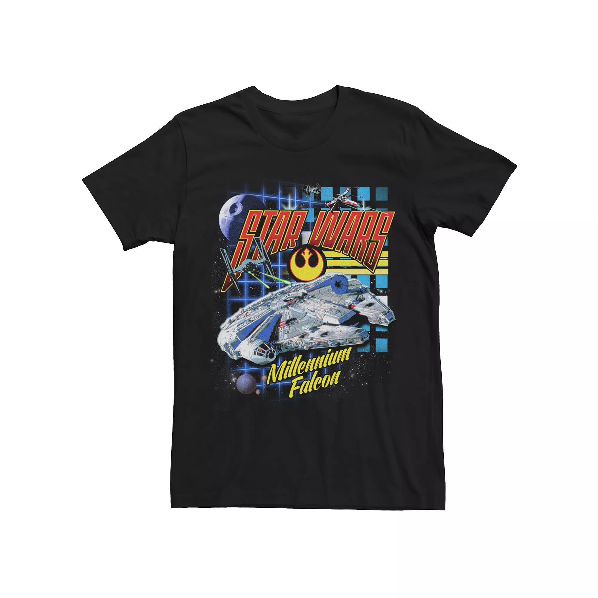 Men's Star Wars Millennium Falcon Retro Portrait Logo Tee, Size: XL, Black Product Image
